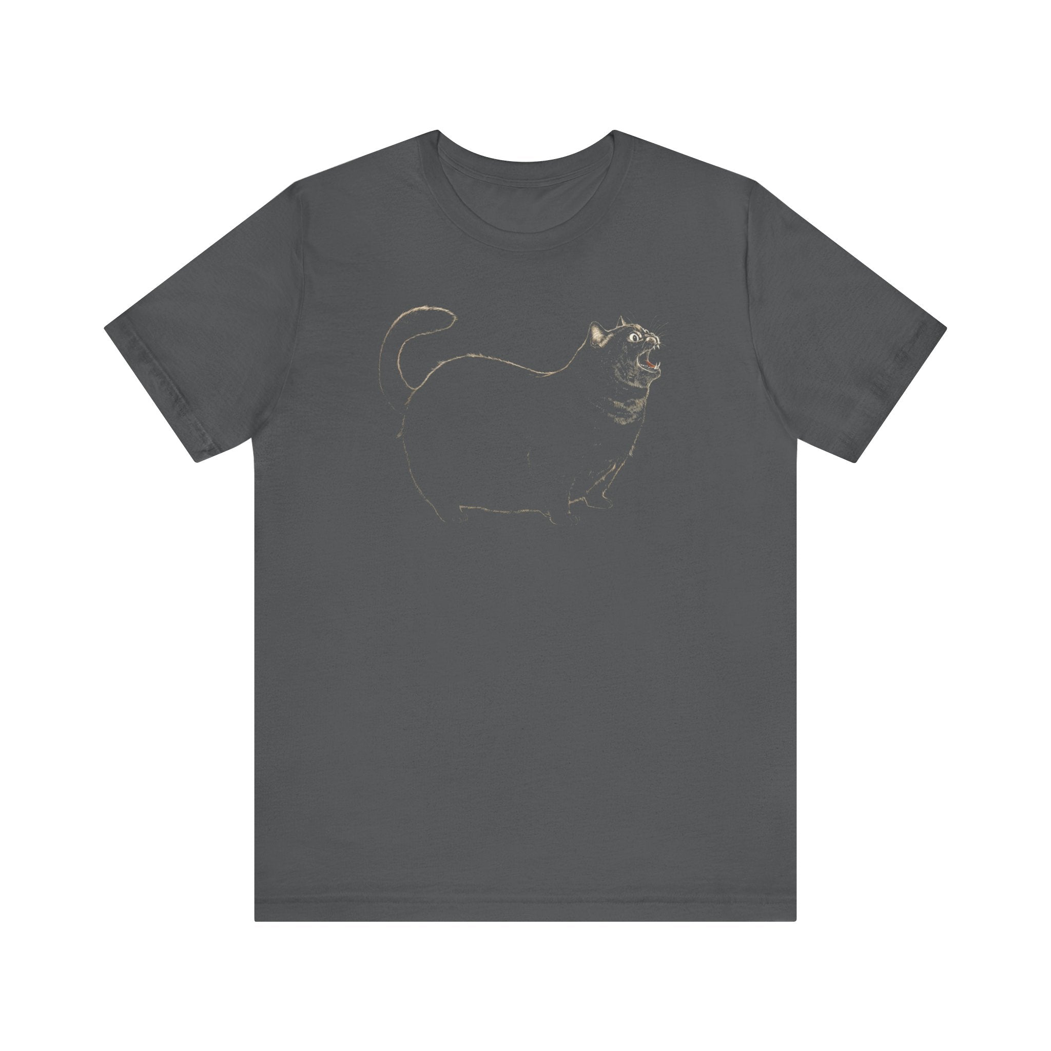 Yowling Chonky Cat Silhouette T-Shirt Funny Cat Lover Tee