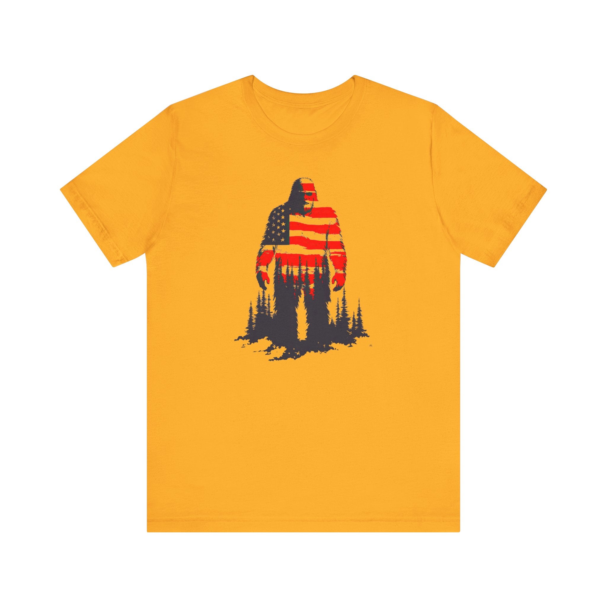 Patriotic Bigfoot T-Shirt American Flag Design