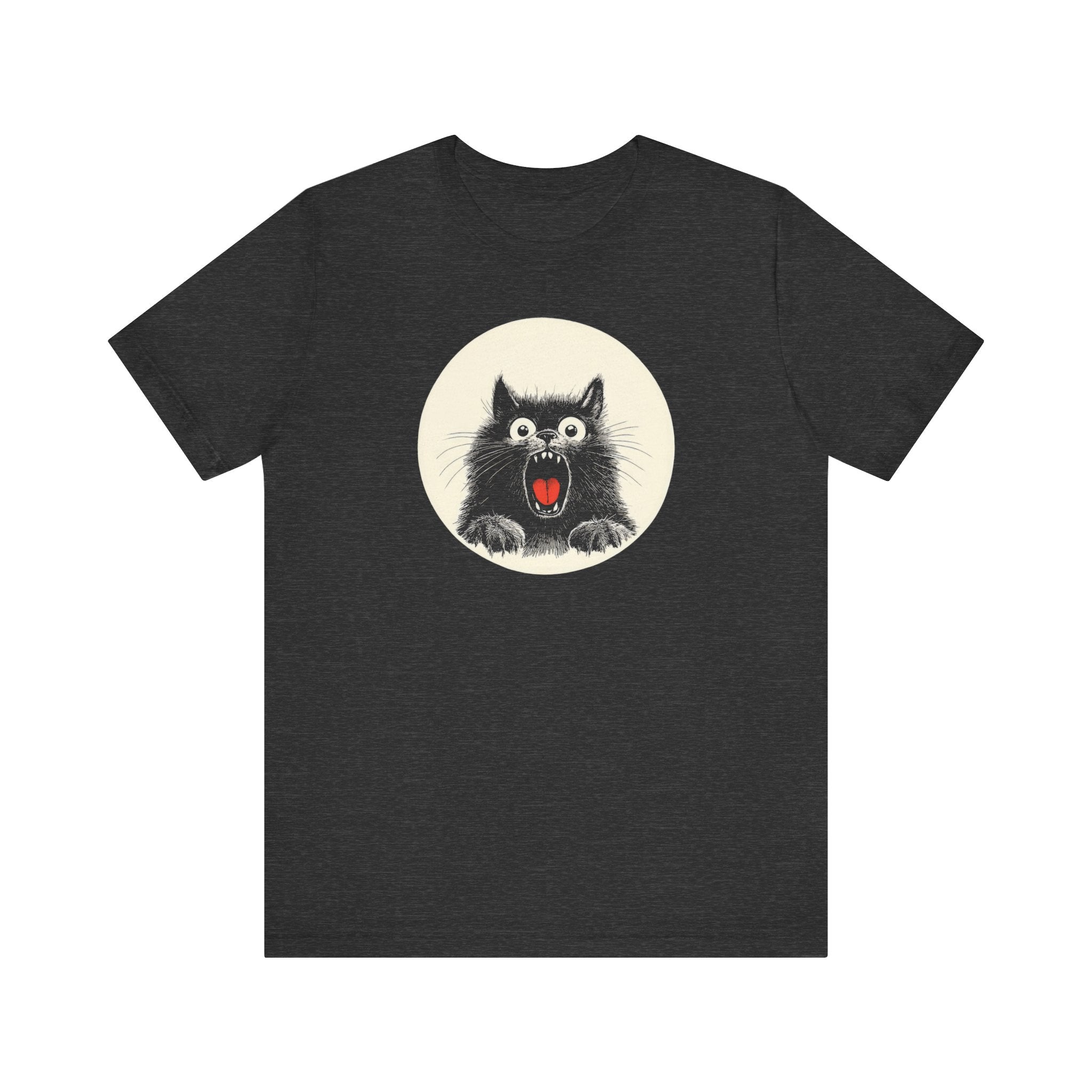 Yowling Black Cat Graphic Tee – Vintage Style Cat Lover Shirt