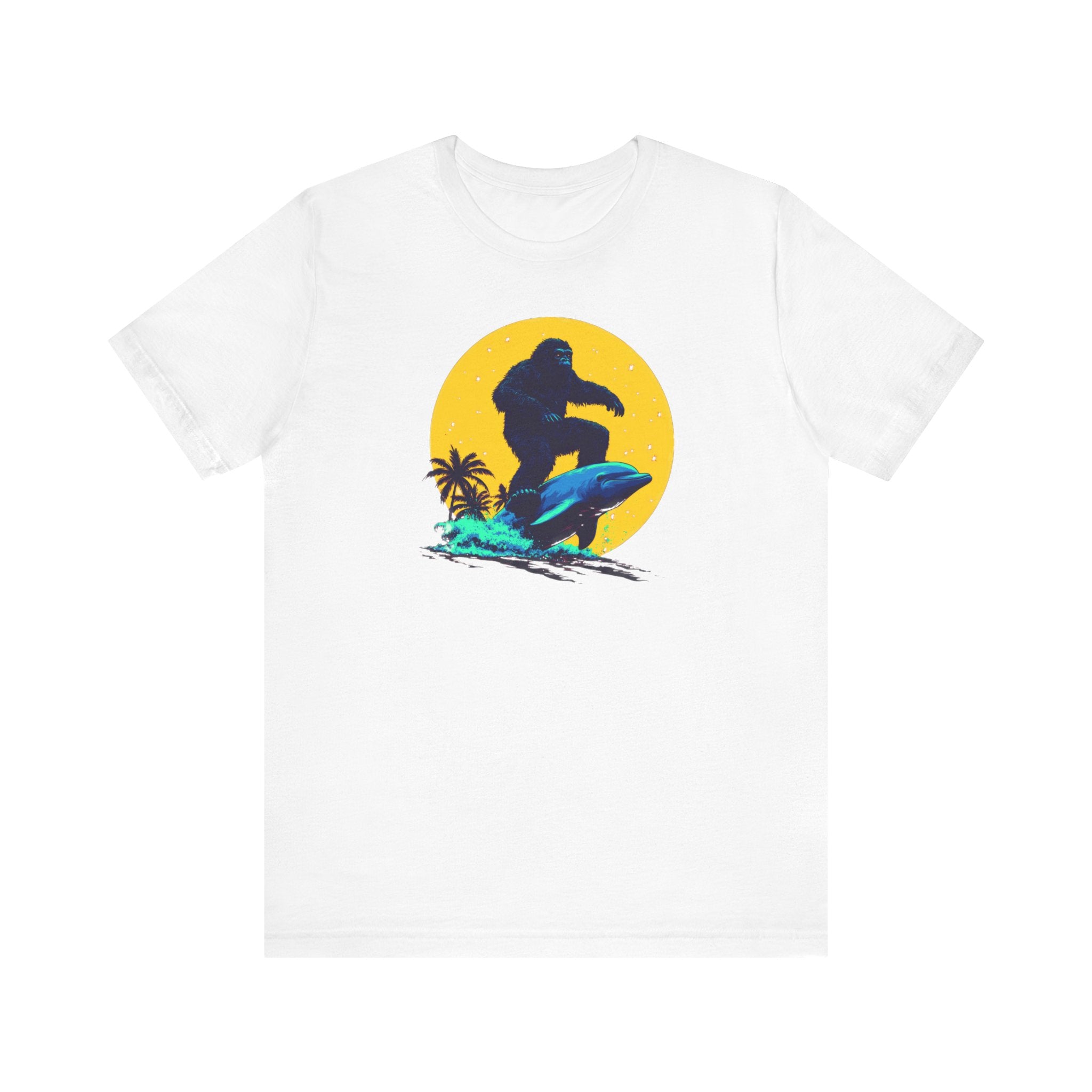 Bigfoot Riding Dolphin T-Shirt Fun and Quirky Design