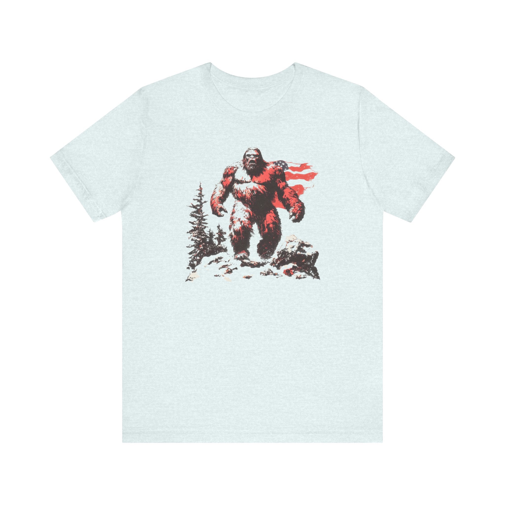 Patriotic Bigfoot T-Shirt American Flag Design