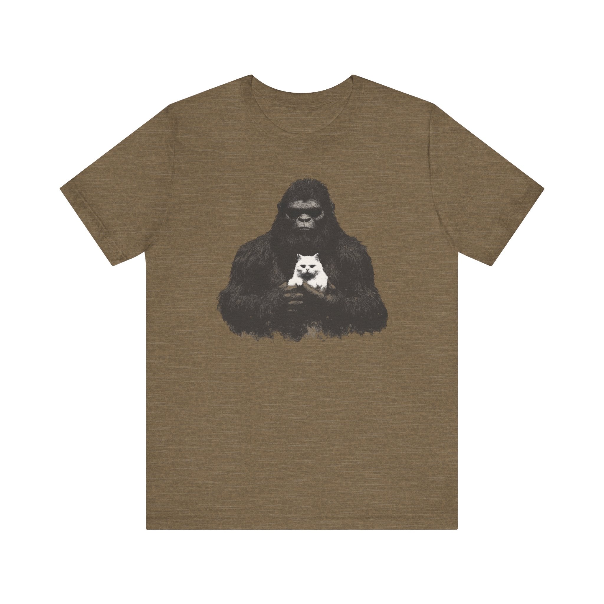 Bigfoot with Cat T-Shirt Funny Parody Design