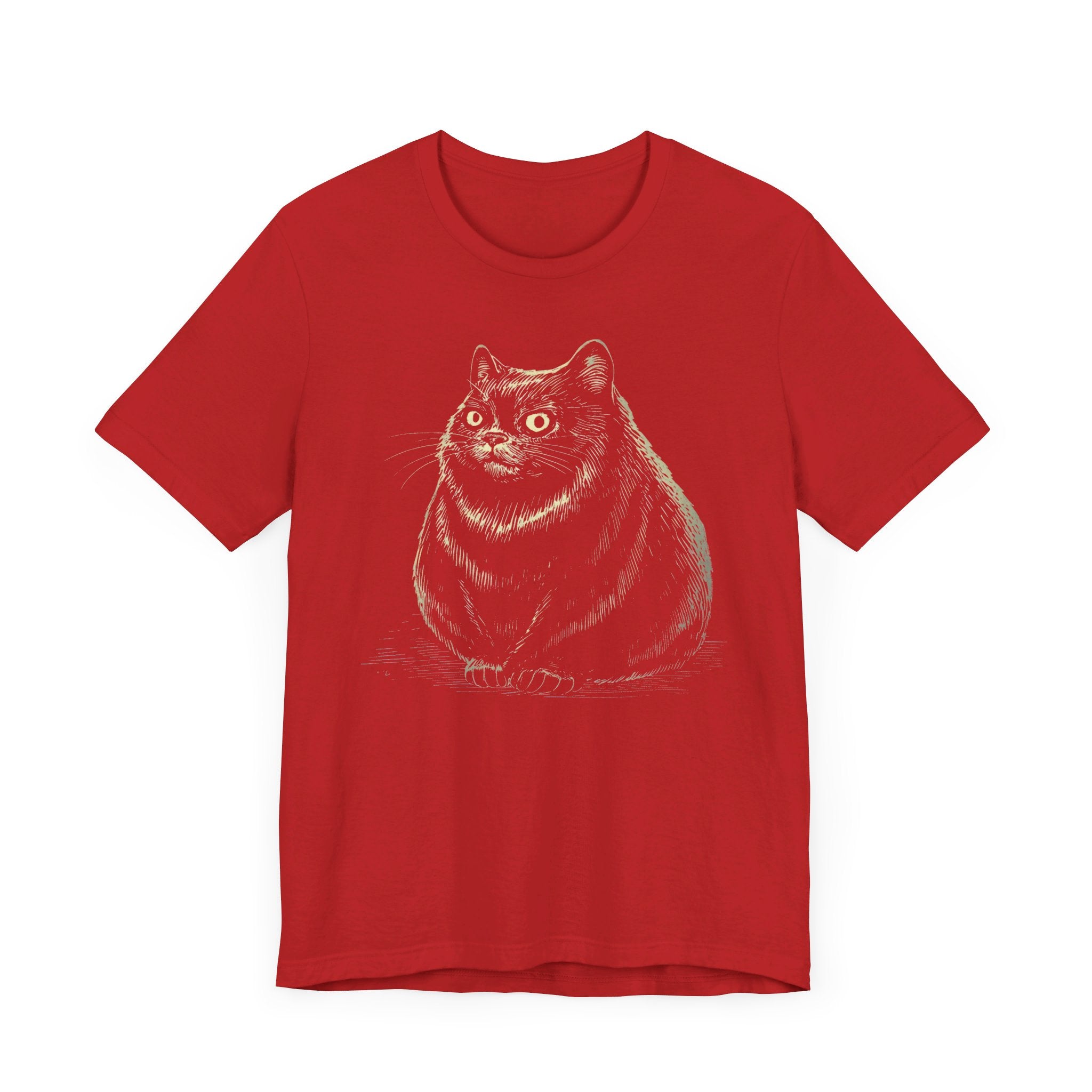 Curious Chonky Cat T-Shirt Cute and Quirky Design