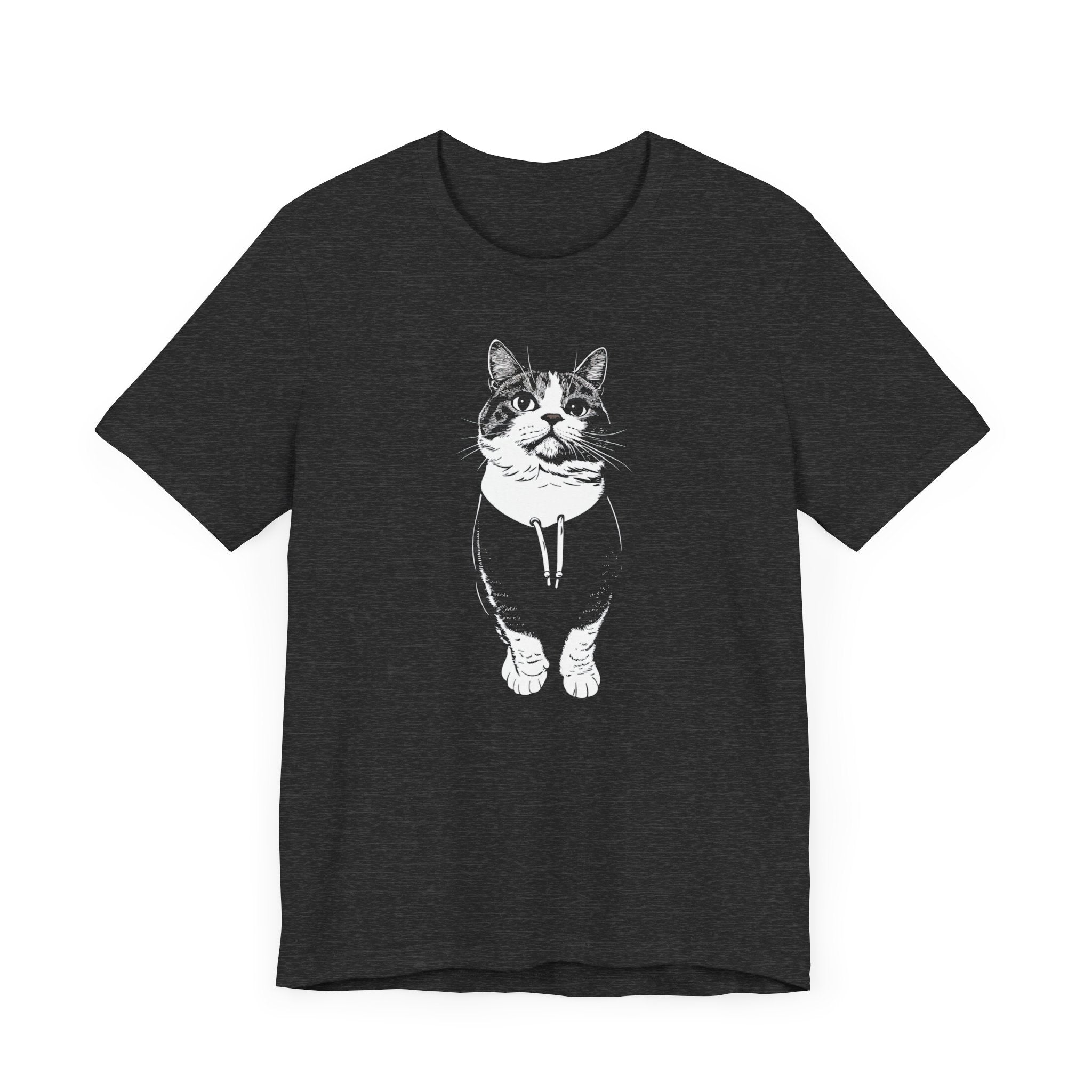 Monochrome Cat Hoodie Graphic Tee