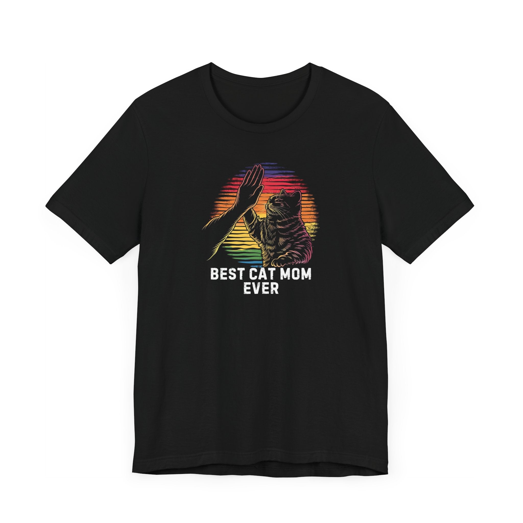 Best Cat Mom Ever Retro High Five Shirt Funny Cat Lover Tee