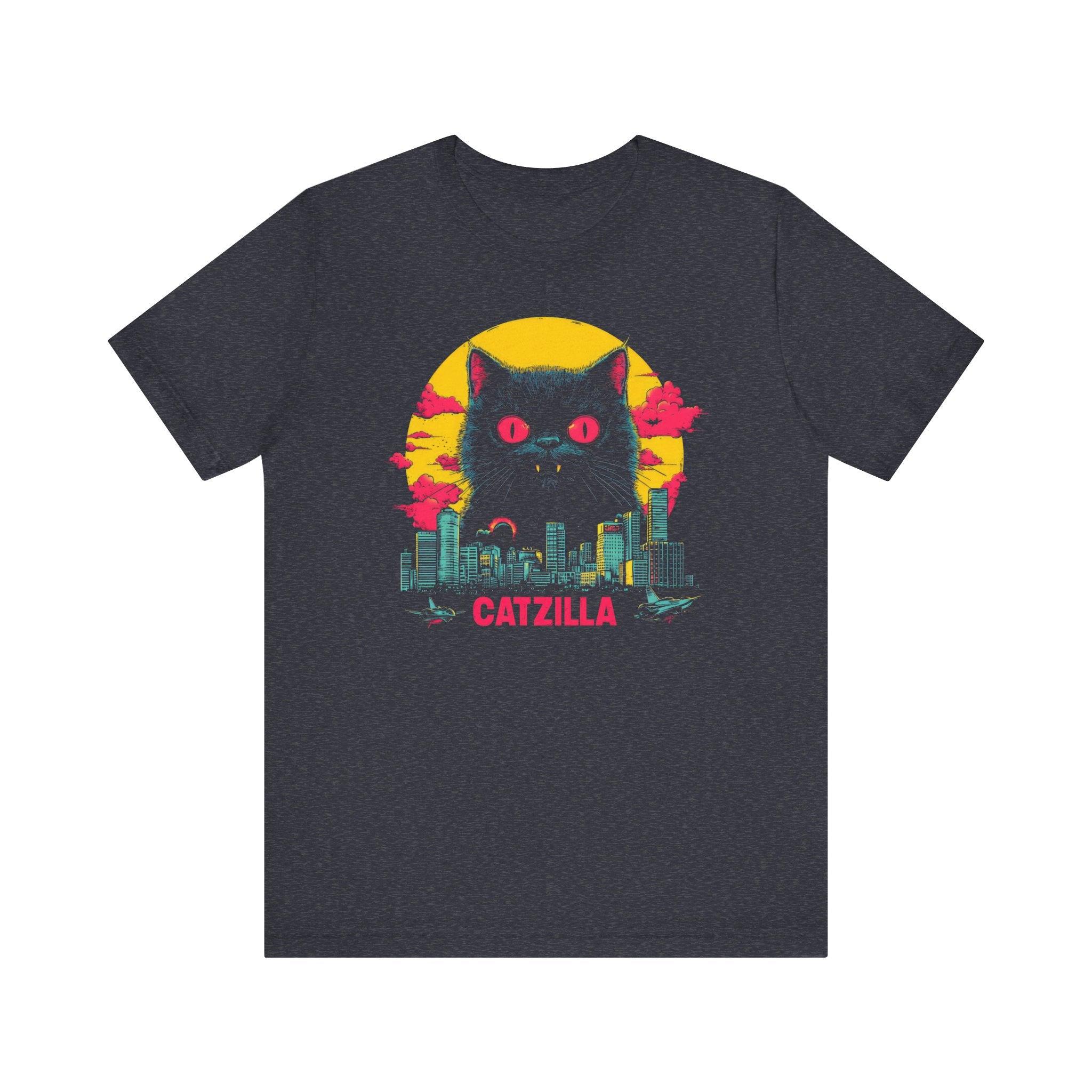 Catzilla Neon Night T-Shirt Retro Cat City Design