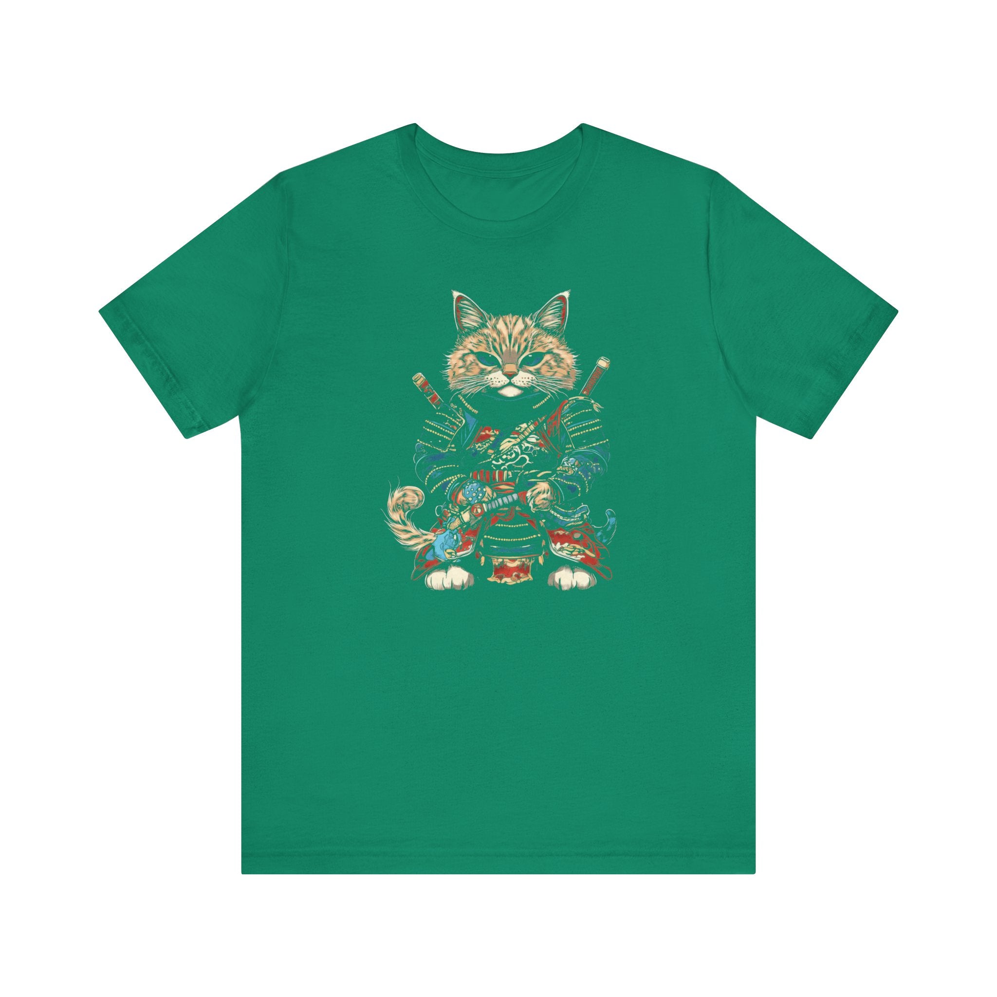 Samurai Cat T-Shirt - Fierce Feline Warrior Design