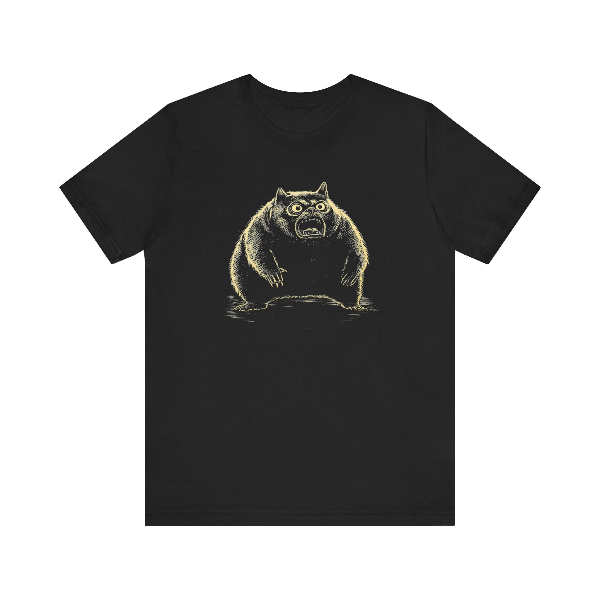 Quirky Angry Cat Illustration T-Shirt – Funny Cat Lover Tee