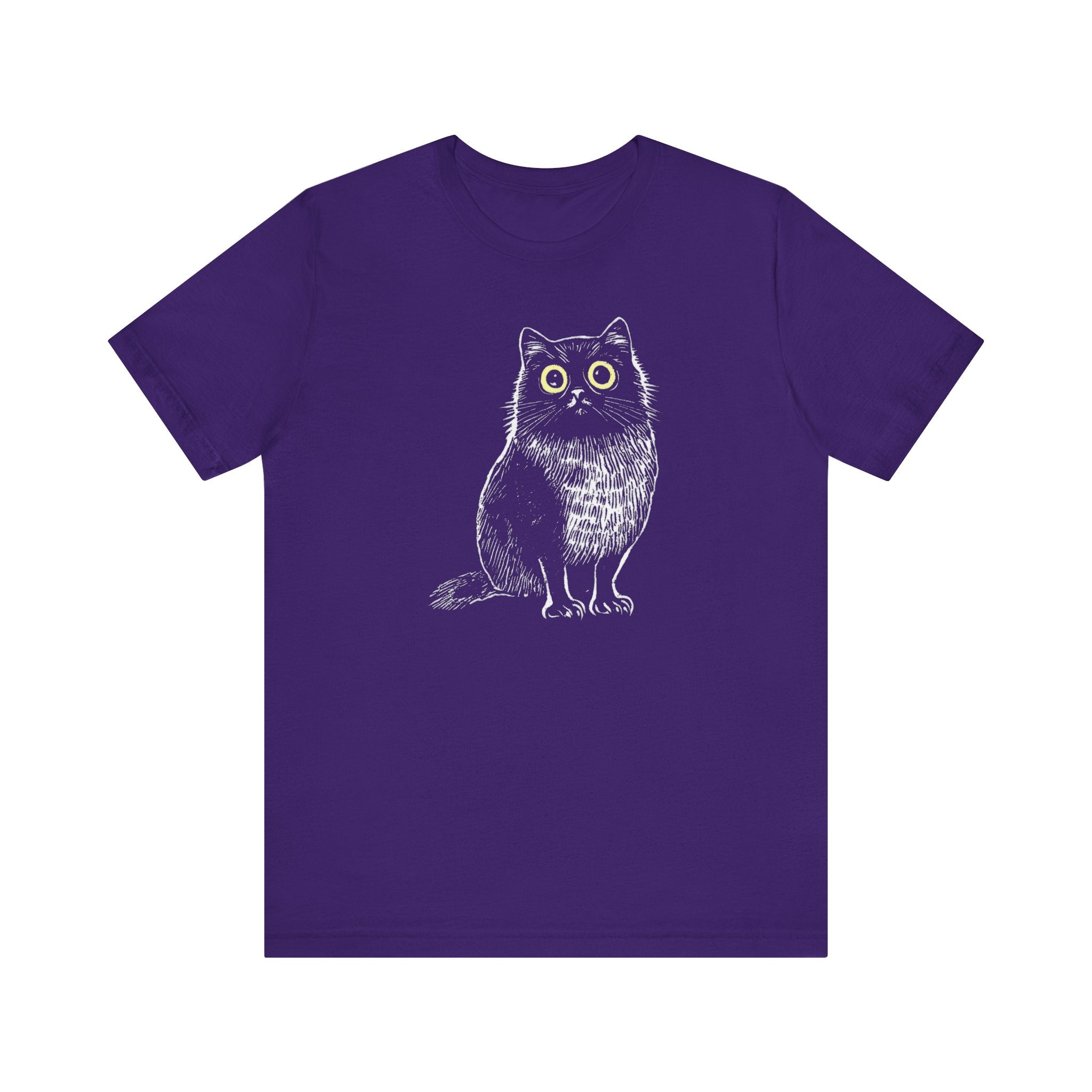 Wide-Eyed Cat-Owl Creature Graphic Tee