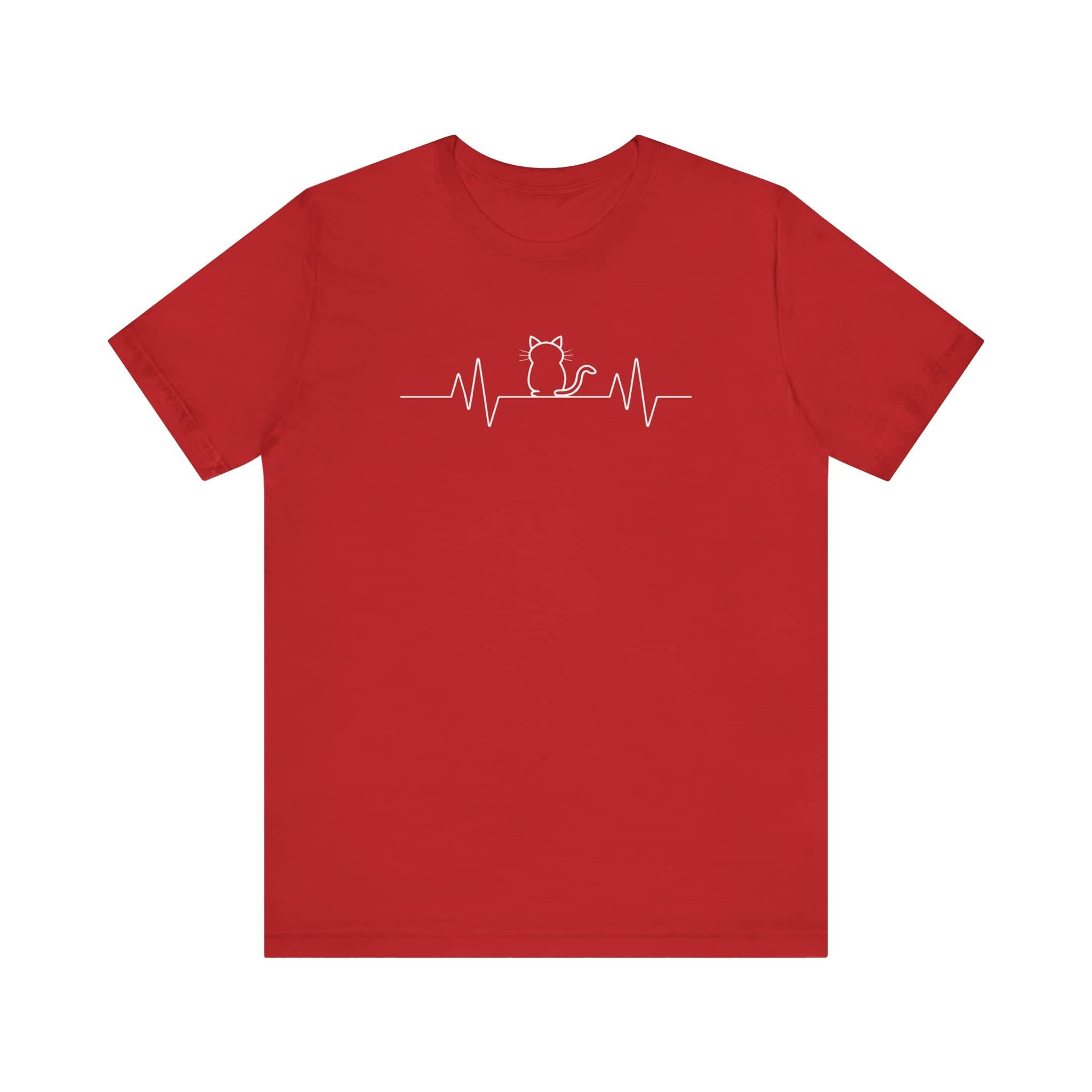 Minimalist Cat Heartbeat Shirt Simple Cat Lover Gift