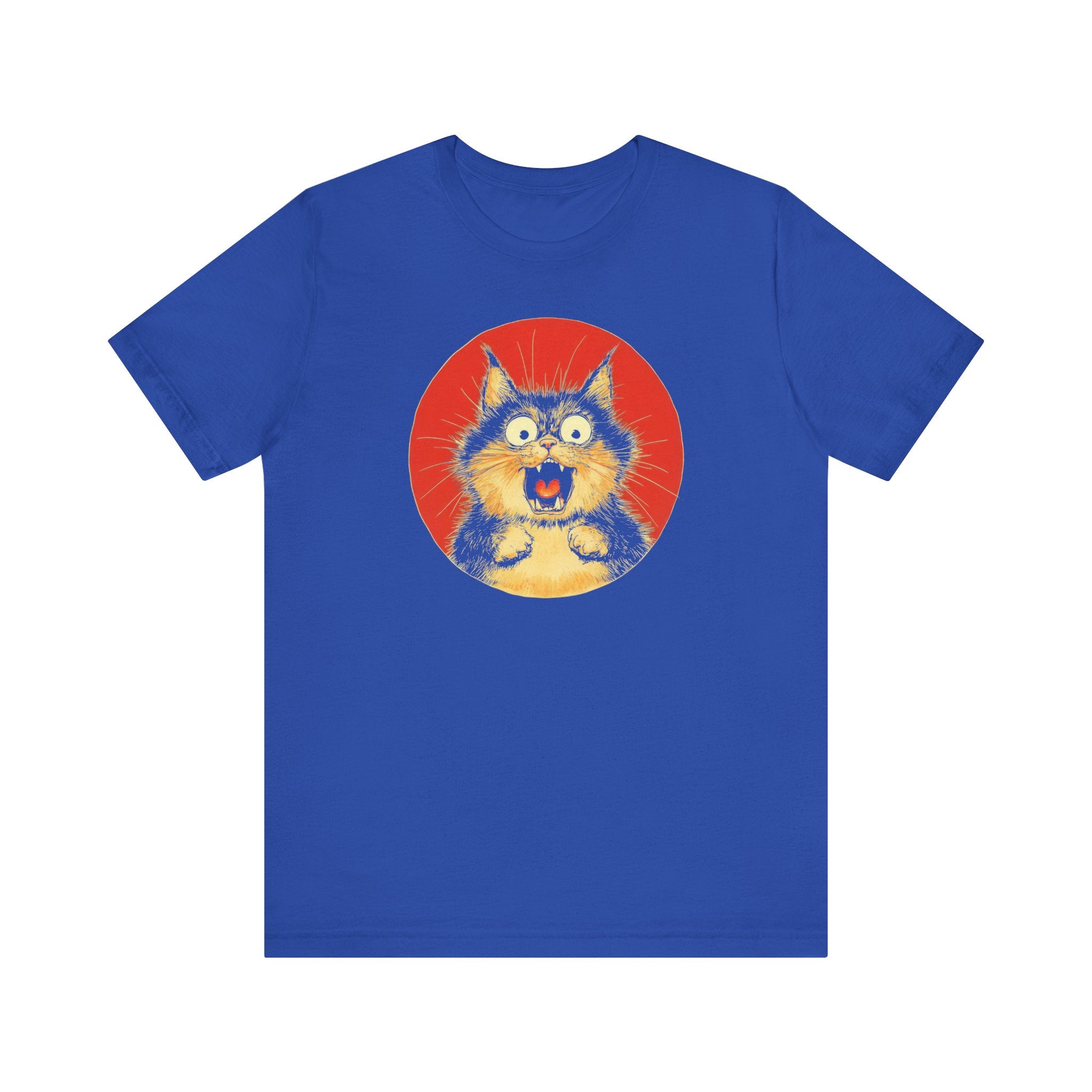 Surprised and Screaming Cat Graphic Tee – Vintage Style Cat Lover Shirt