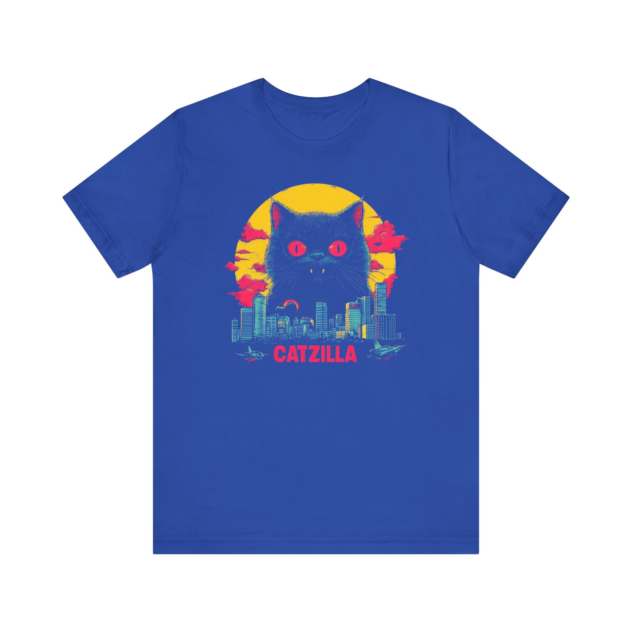 Catzilla Neon Night T-Shirt Retro Cat City Design