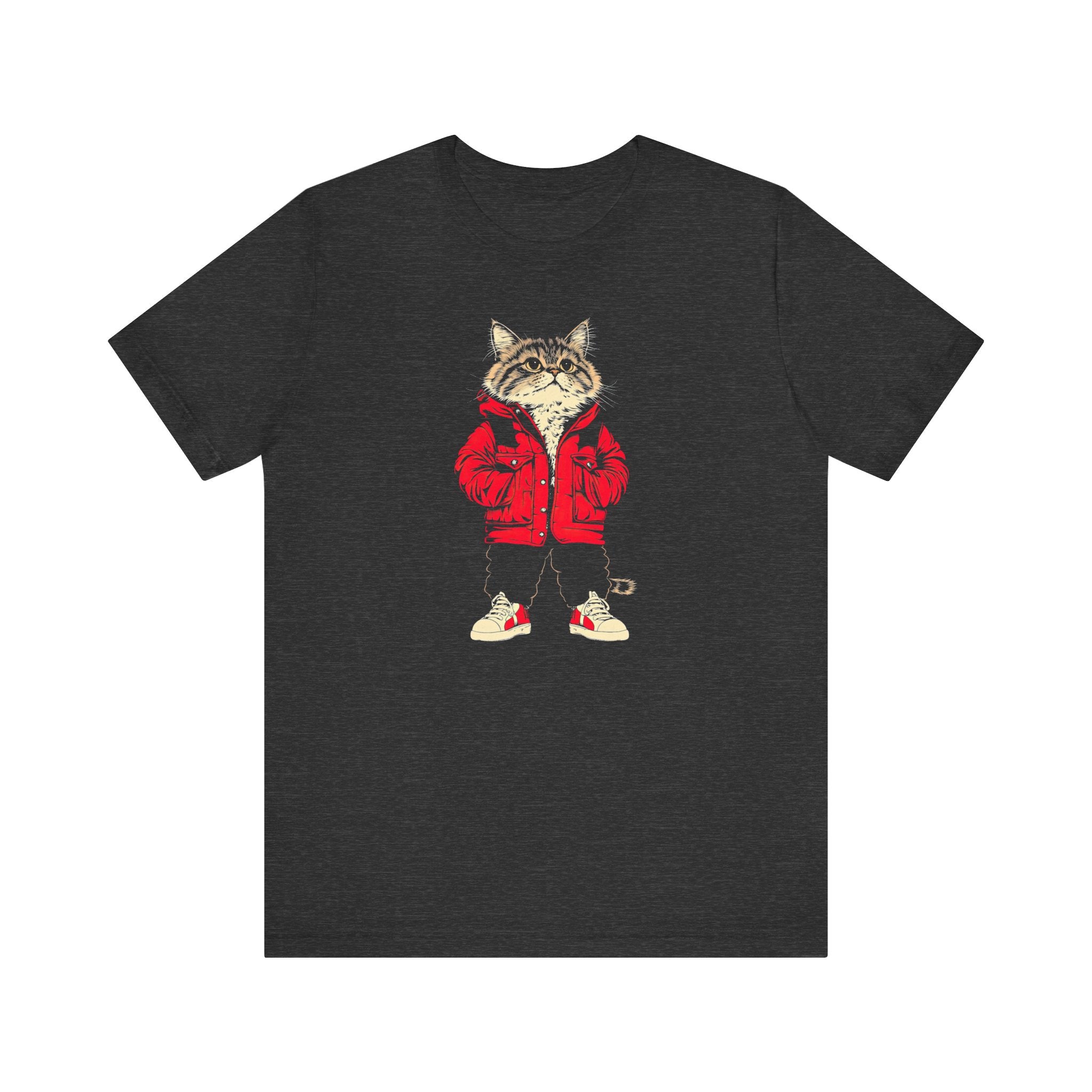 Cool Cat in Red Jacket Graphic Tee