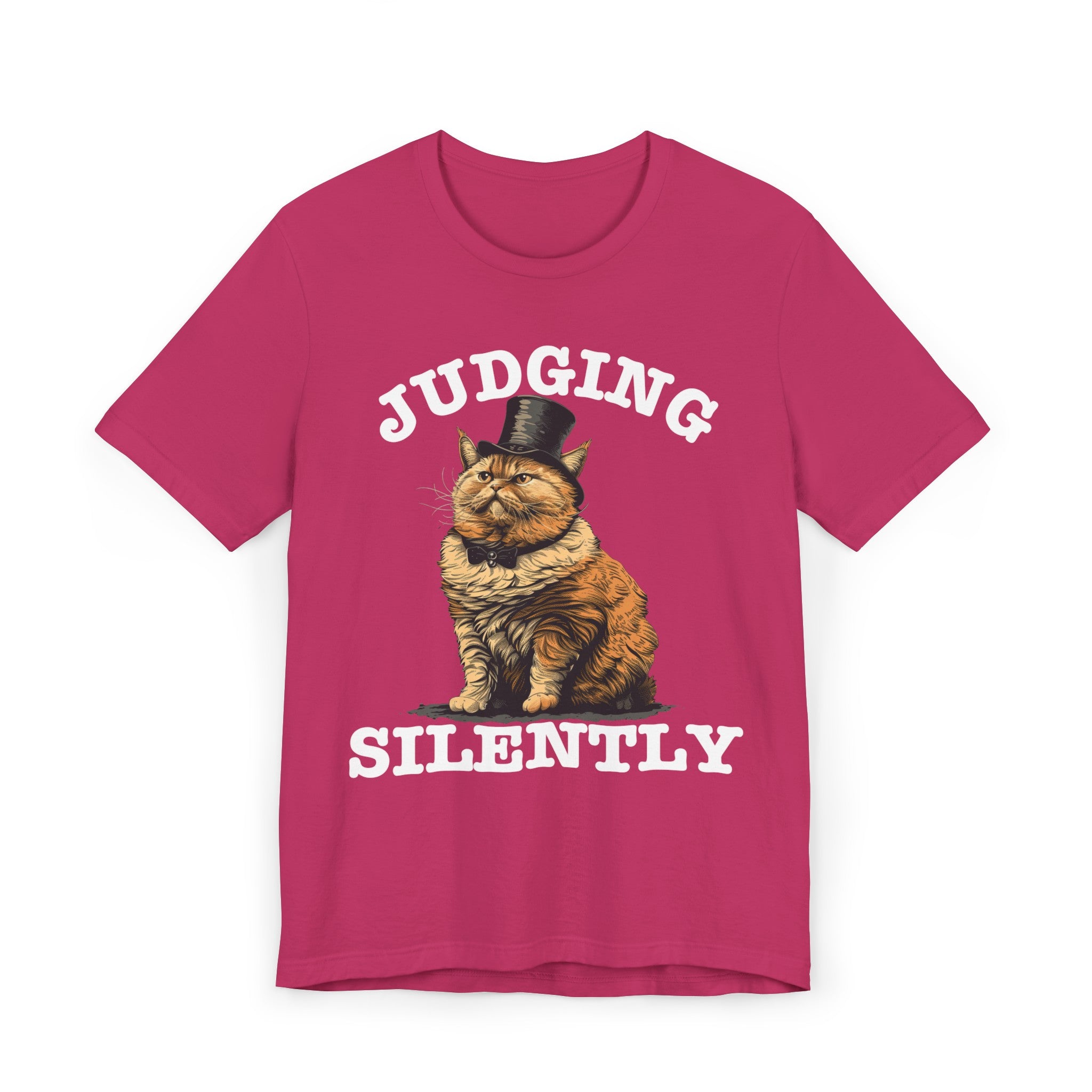 Judging Silently Cat T-Shirt, Whimsical Top Hat Cat Graphic Tee, Humorous Cat Lover Shirt, Unique Gift for Cat Enthusiasts