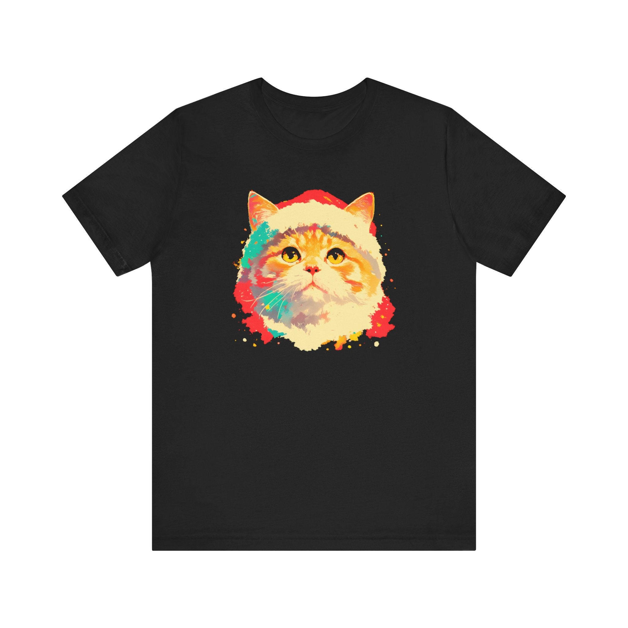 Colorful Cat Santa T-Shirt