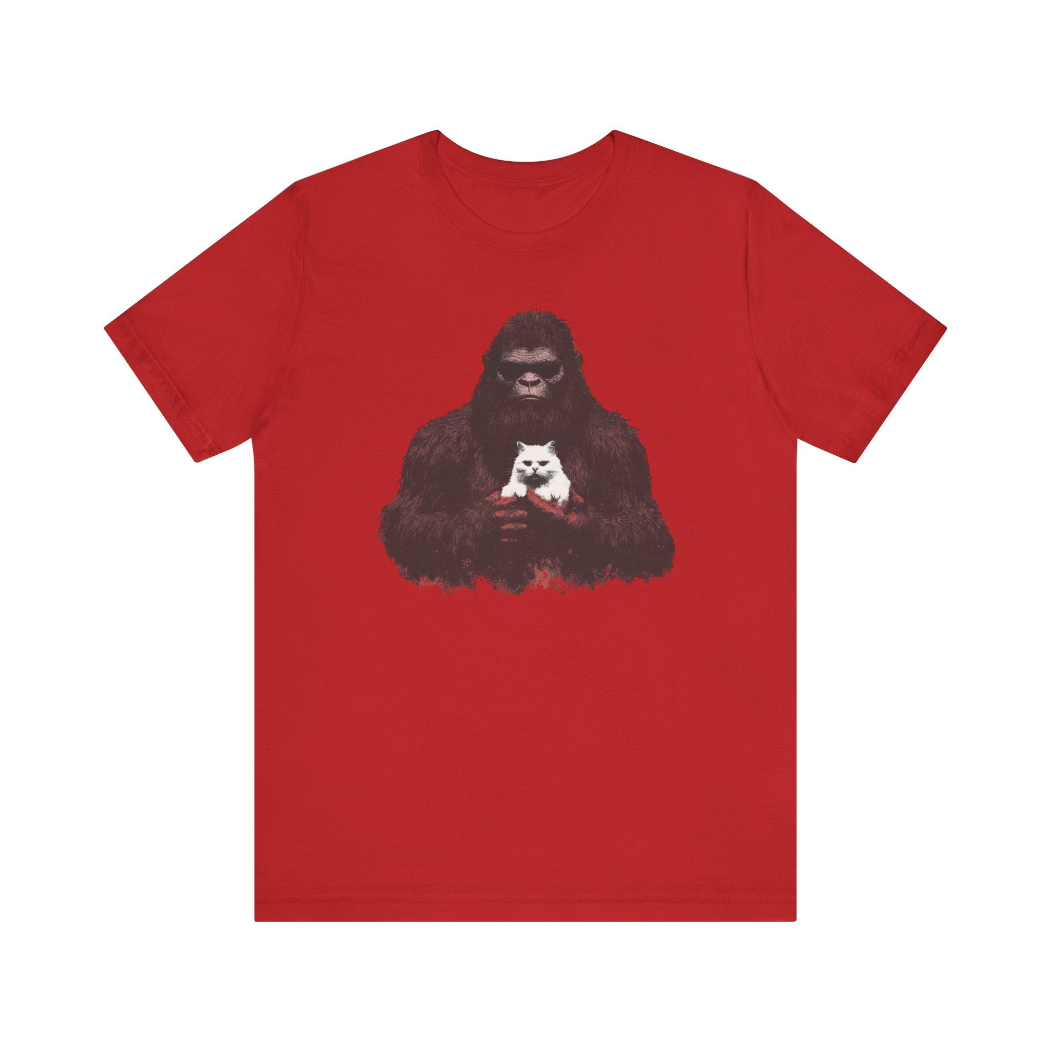 Bigfoot with Cat T-Shirt Funny Parody Design