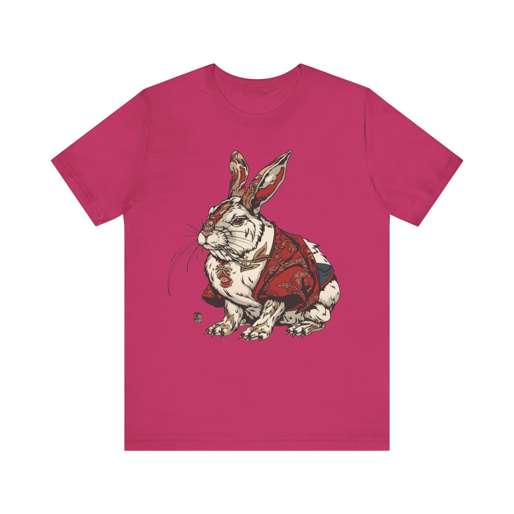 Intricate Samurai Rabbit T-Shirt, Japanese Warrior Bunny Design, Artistic Animal Graphic Tee, Traditional Japan Inspired Rabbit Art Tee