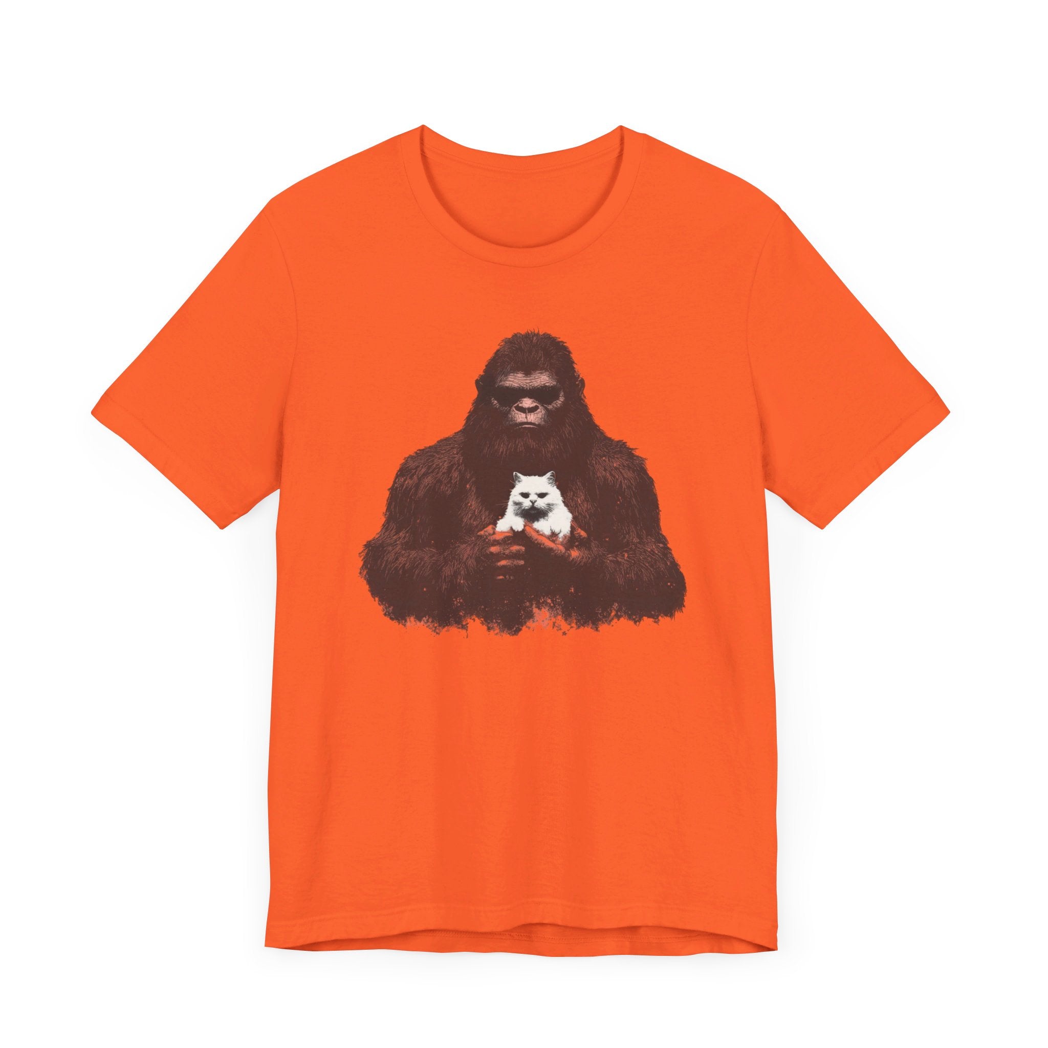 Bigfoot with Cat T-Shirt Funny Parody Design