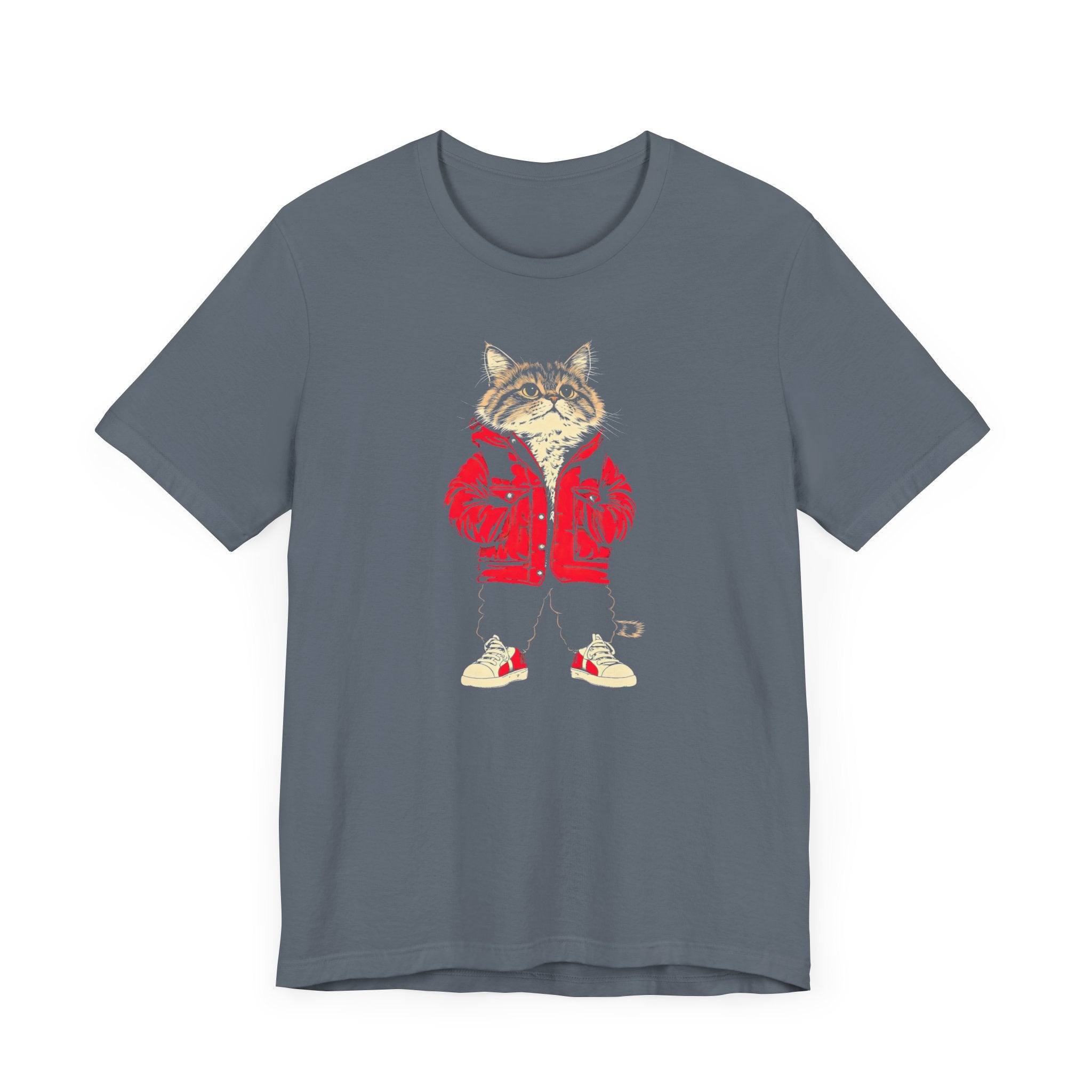 Cool Cat in Red Jacket Graphic Tee