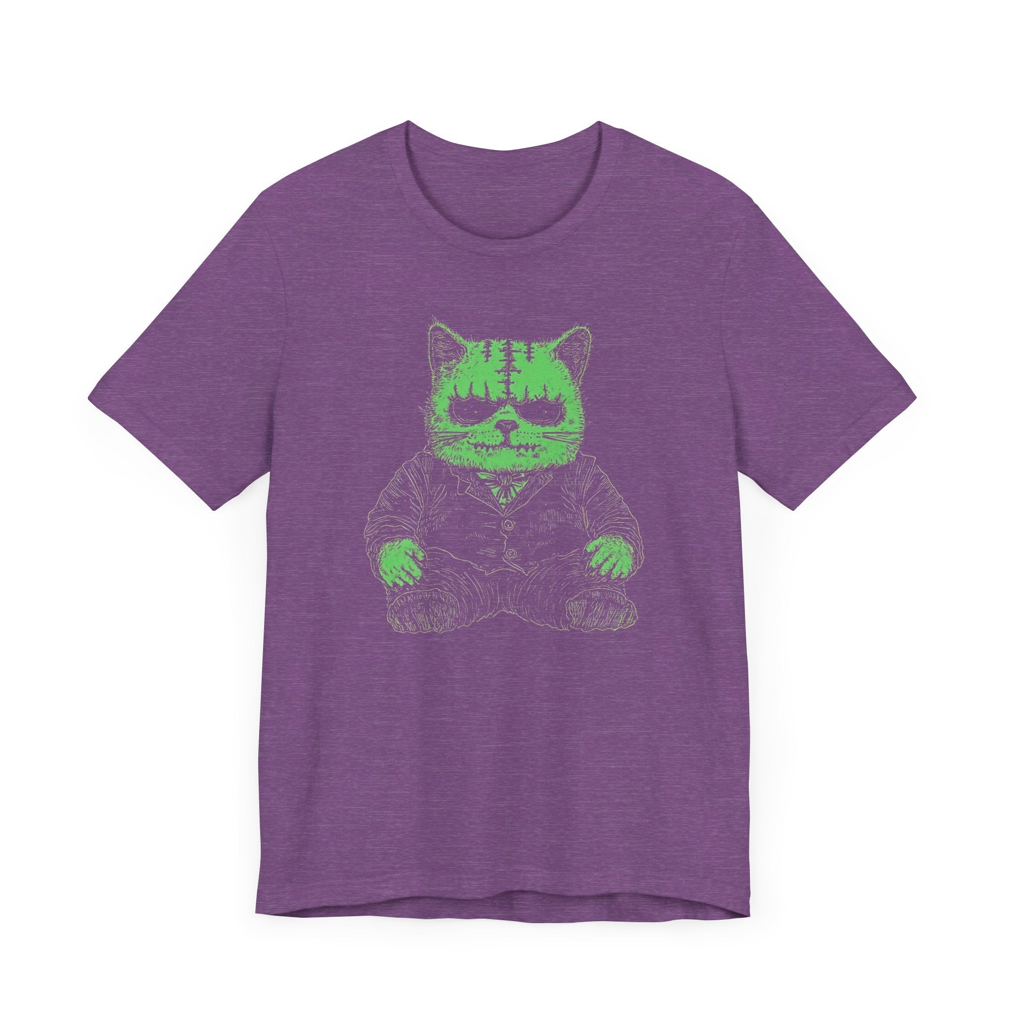 Franken-Kitty T-Shirt - Adorable Green Frankenstein Cat Design