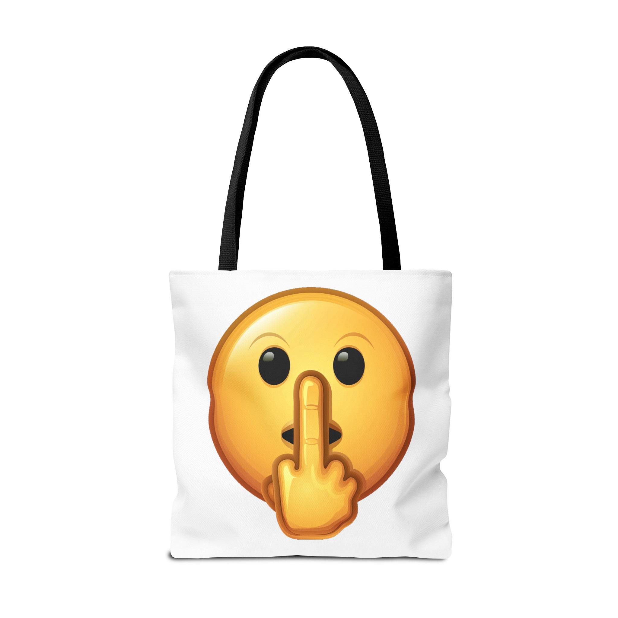 Middle Finger FU Shh Silent Protest Emoji Tote Bag (AOP)