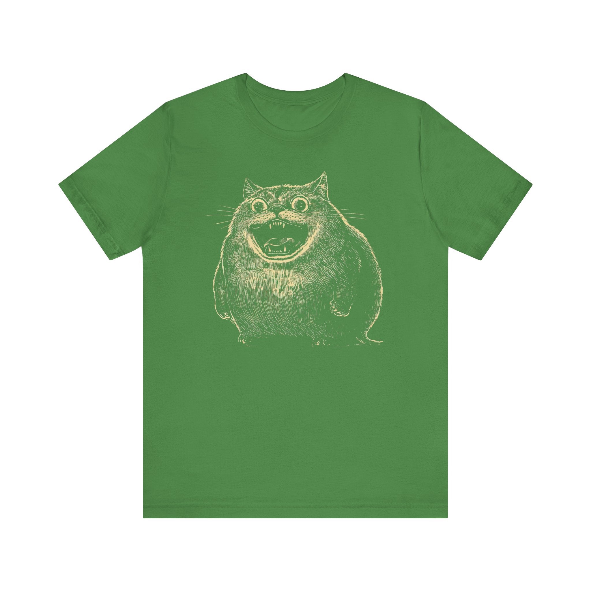 Hilarious Chonky Cat T-Shirt Cartoon Grinning Cat Tee