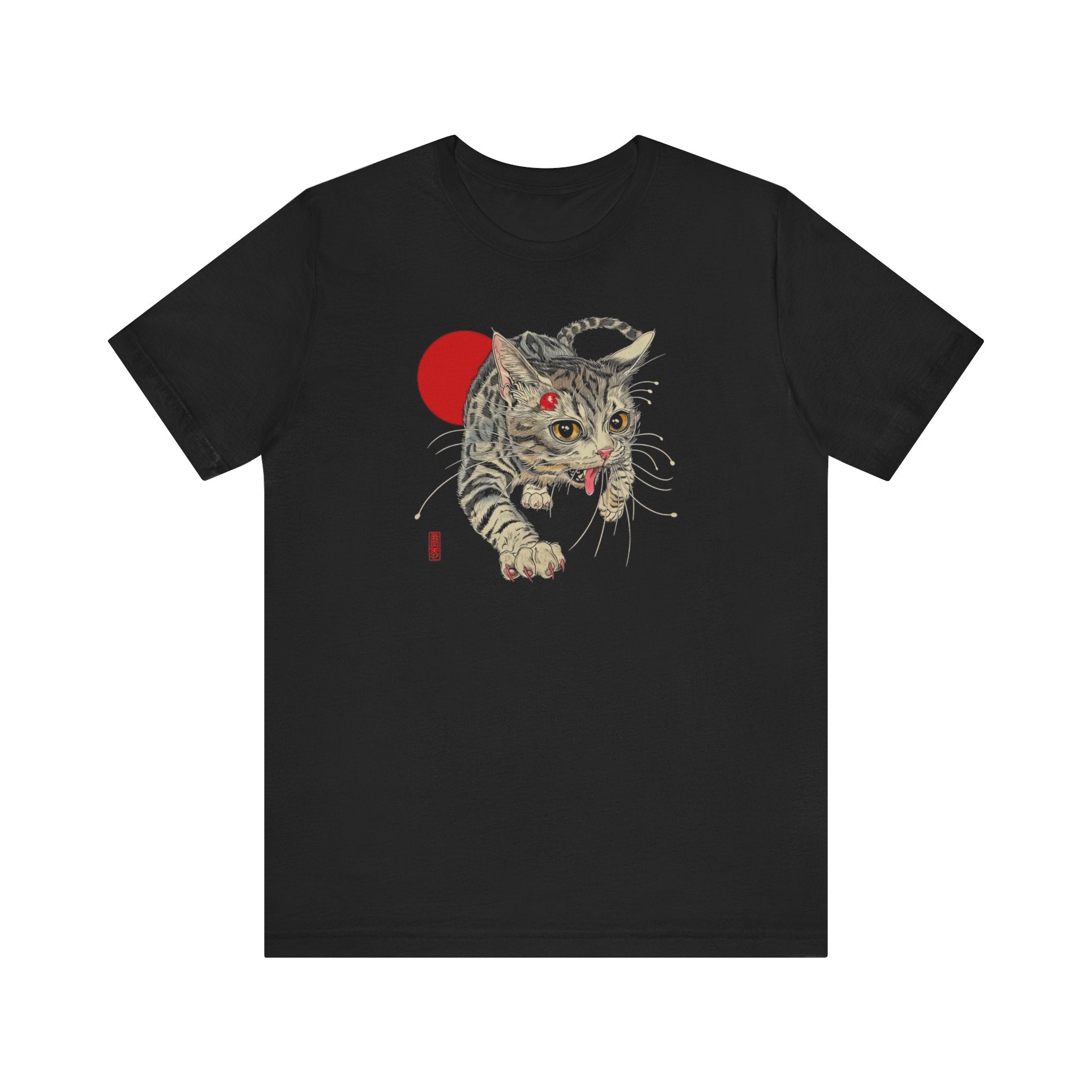 Japanese Art Cat T-Shirt - Bold Feline Graphic Tee