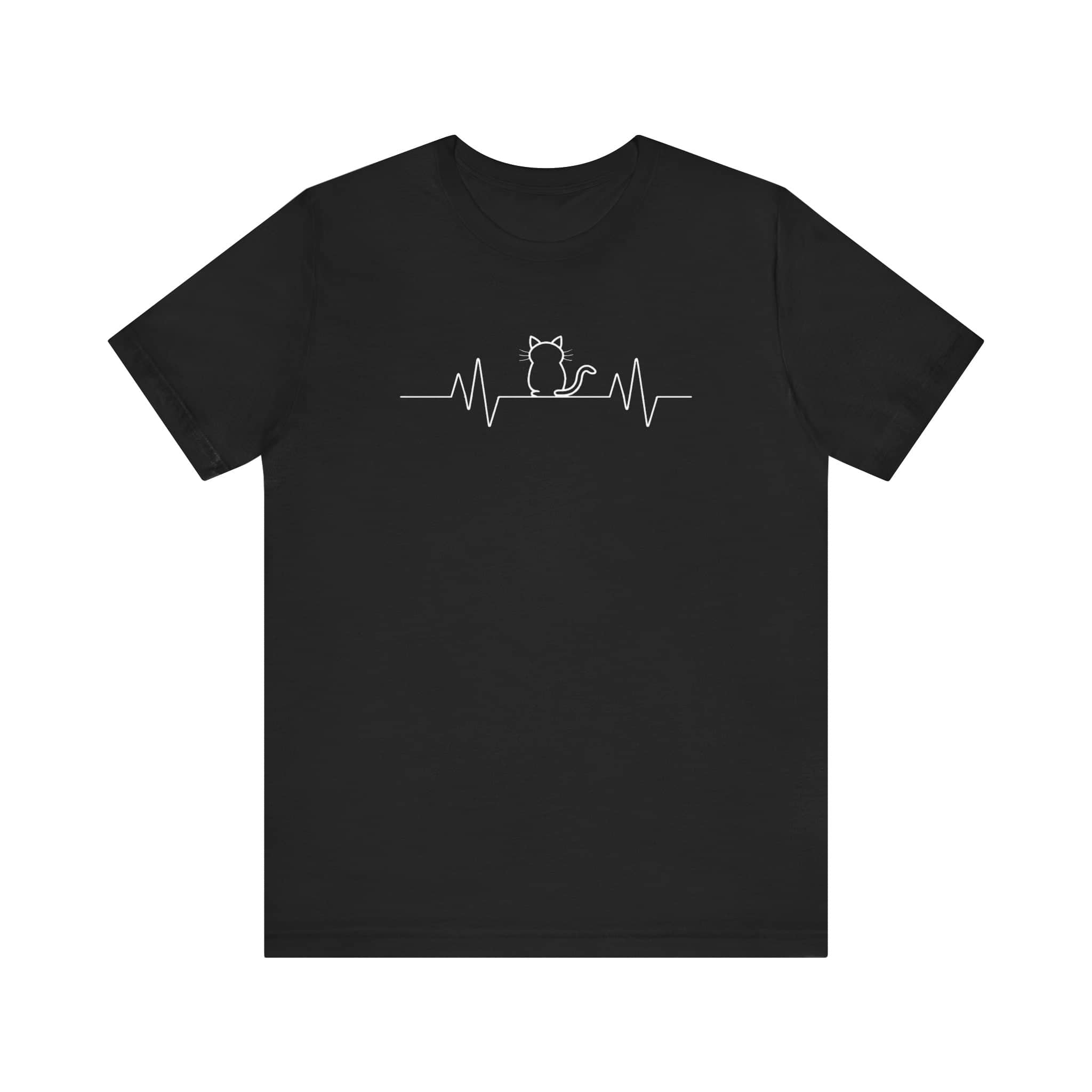 Minimalist Cat Heartbeat Shirt Simple Cat Lover Gift