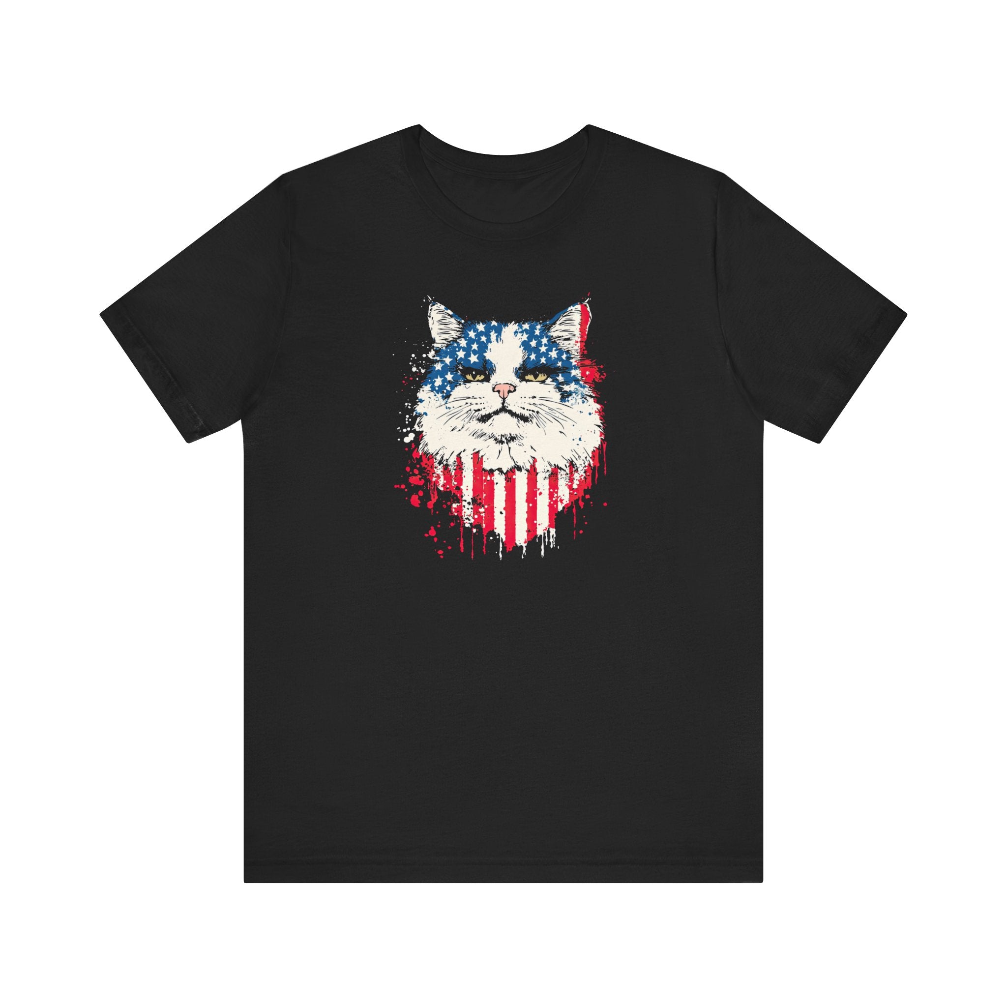 American Flag Cat Face T-Shirt – Patriotic Cat Lover Tee