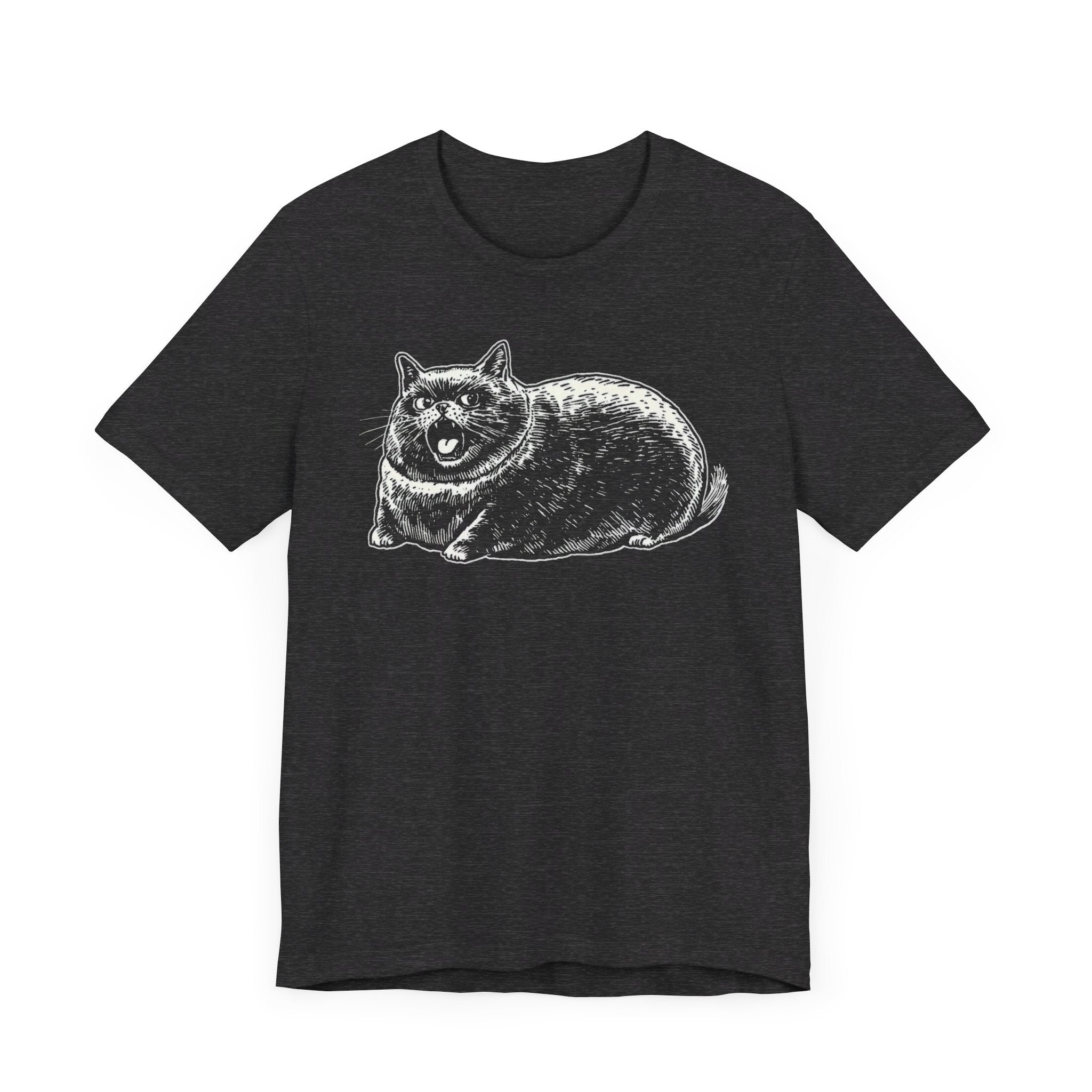 Grumpy Chonky Cat T-Shirt Funny and Quirky Design