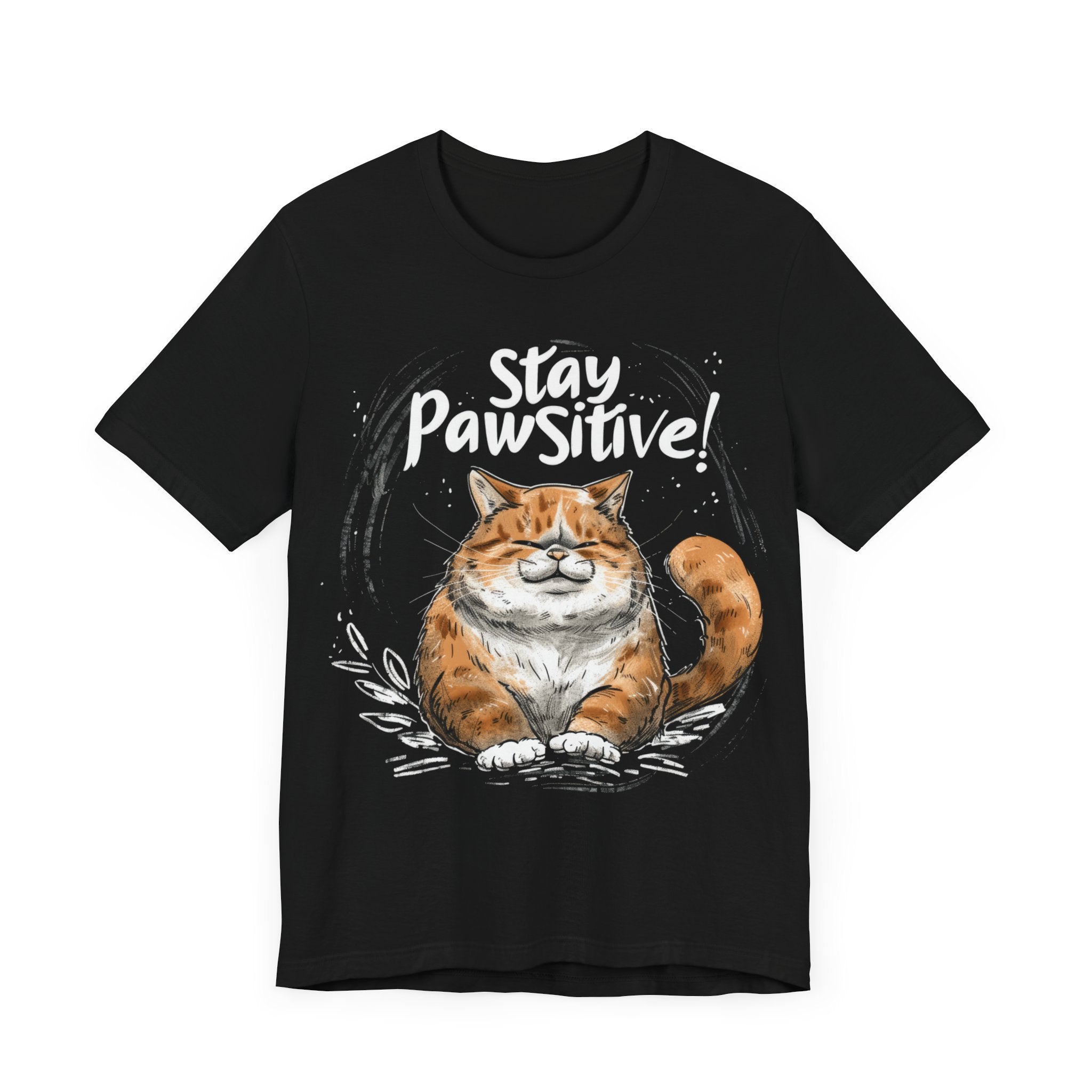 Stay Pawsitive Cat T-Shirt Cute Motivational Cat Lover Tee