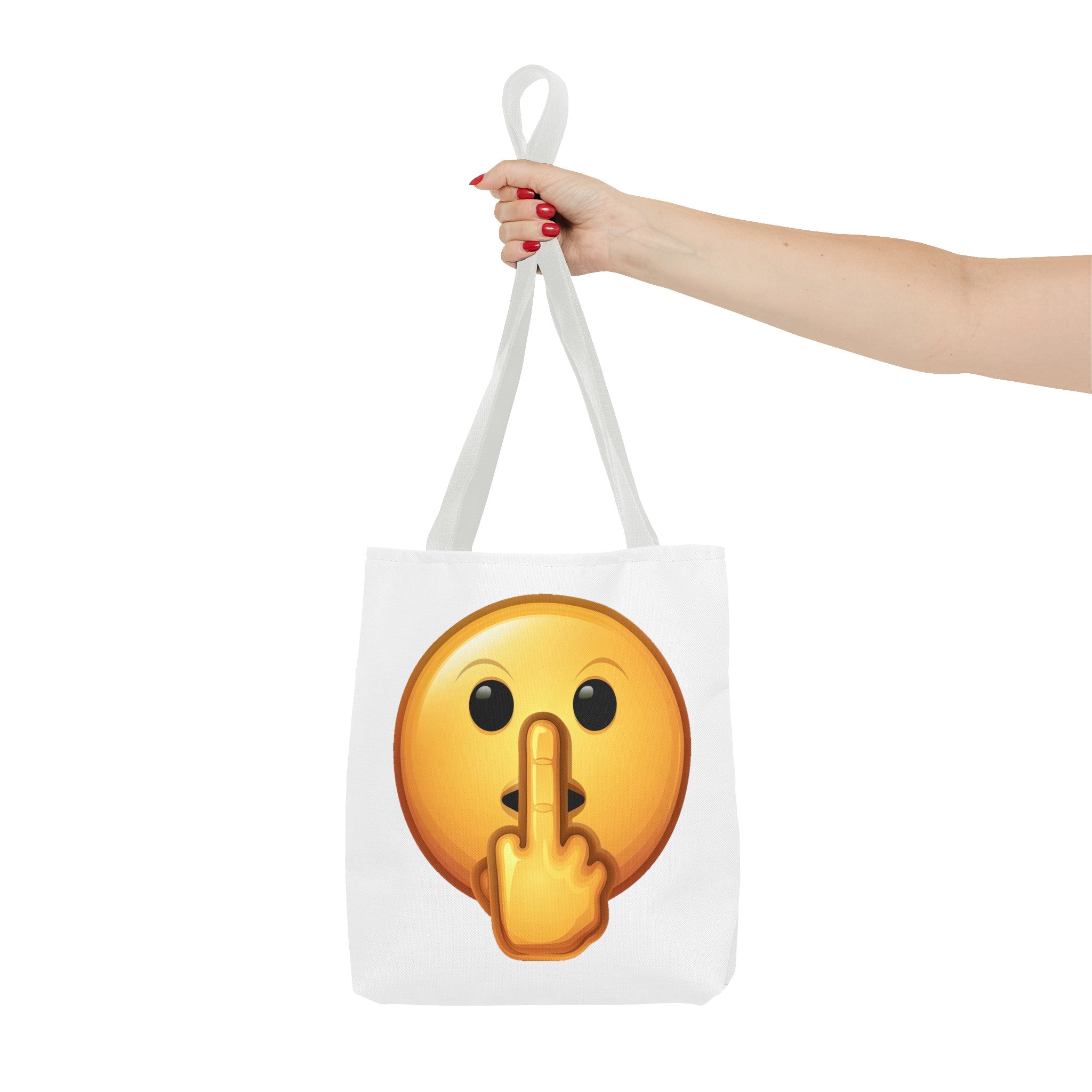 Middle Finger FU Shh Silent Protest Emoji Tote Bag (AOP)