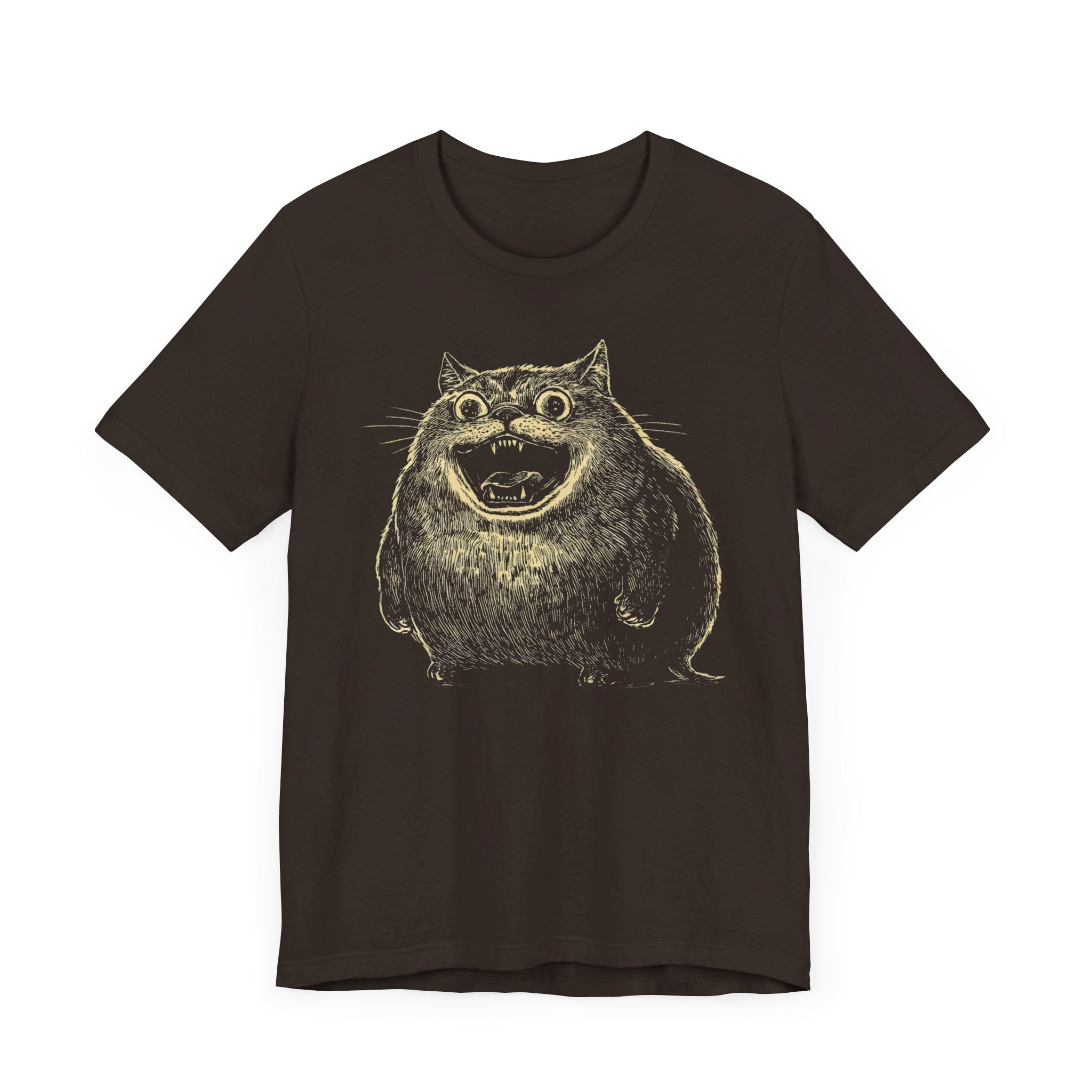 Hilarious Chonky Cat T-Shirt Cartoon Grinning Cat Tee