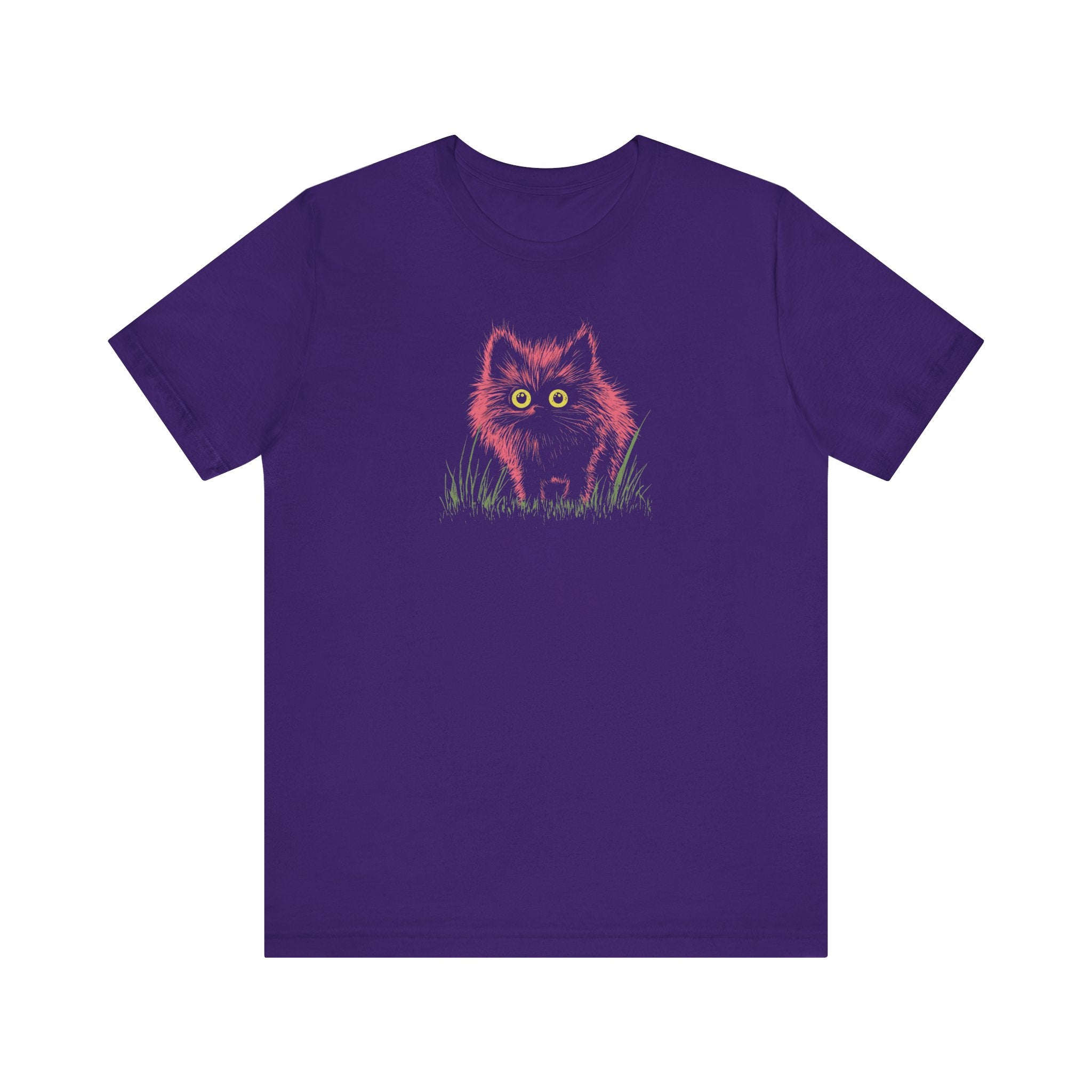 Neon Pink Fluffy Cat Graphic Tee