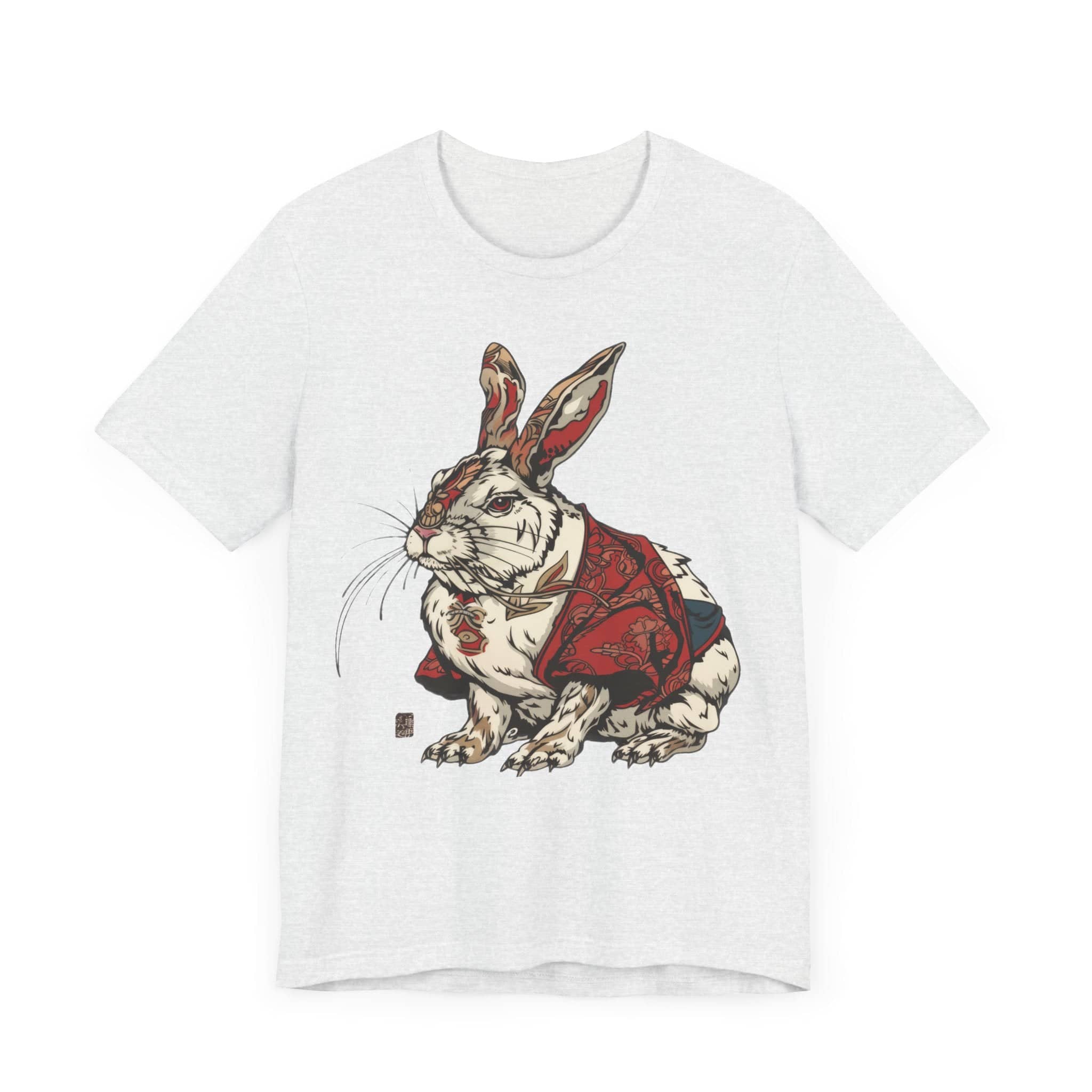 Intricate Samurai Rabbit T-Shirt, Japanese Warrior Bunny Design, Artistic Animal Graphic Tee, Traditional Japan Inspired Rabbit Art Tee