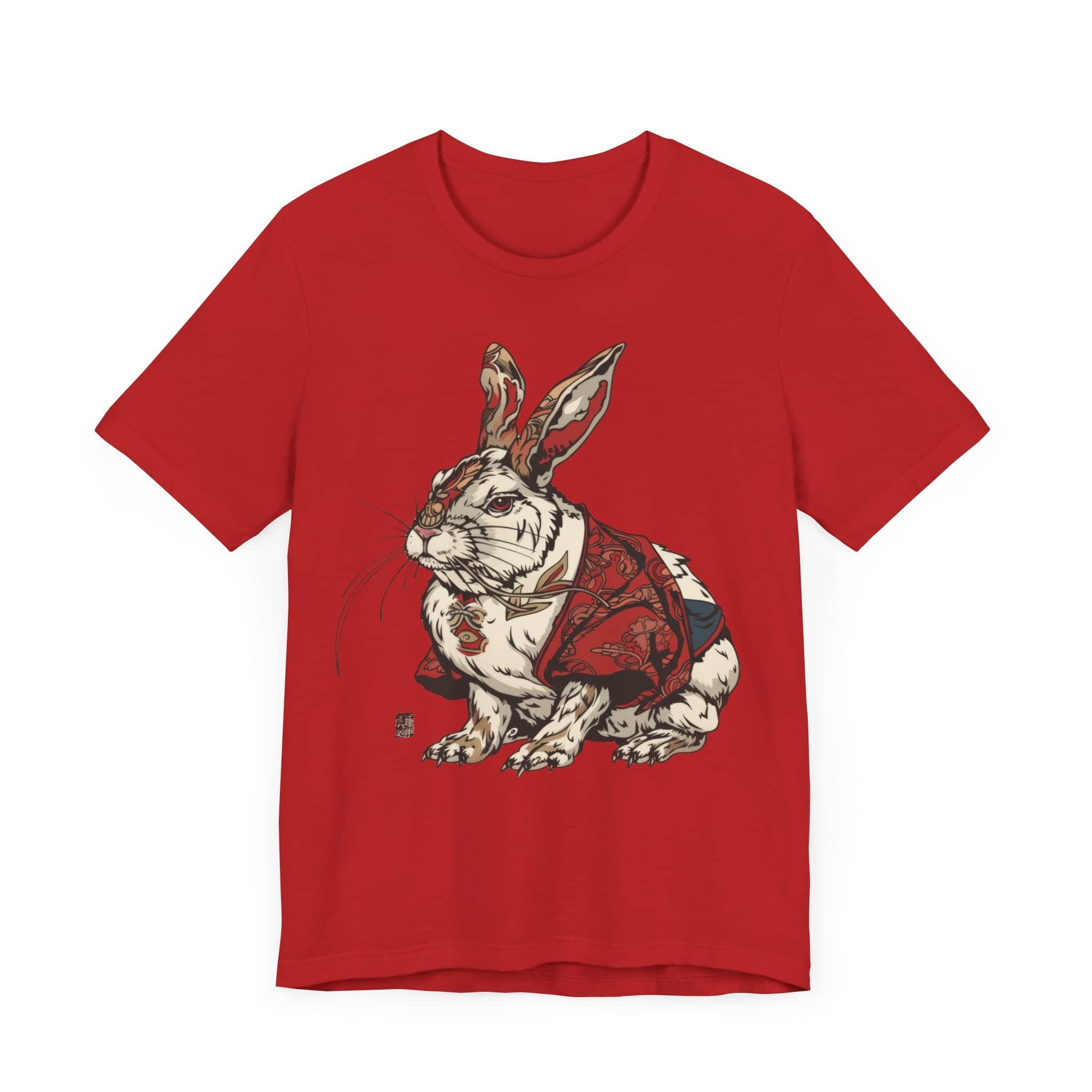 Intricate Samurai Rabbit T-Shirt, Japanese Warrior Bunny Design, Artistic Animal Graphic Tee, Traditional Japan Inspired Rabbit Art Tee