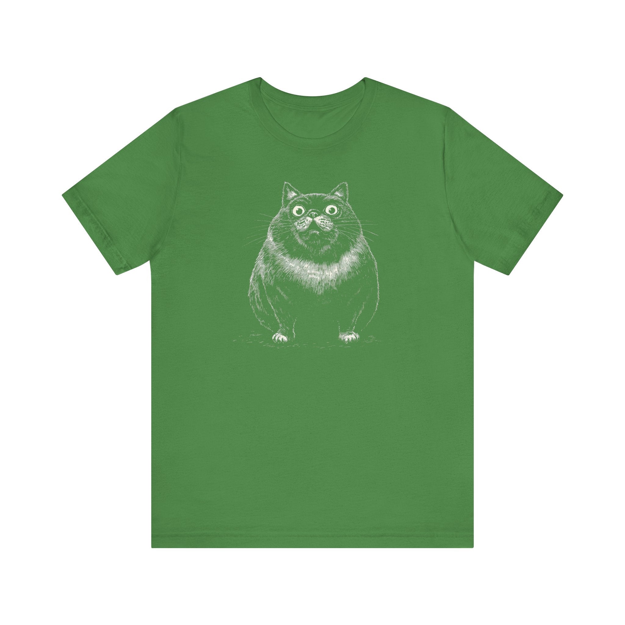 Wide-Eyed Chubby Cat T-Shirt – Adorable and Quirky Cat Lover Tee