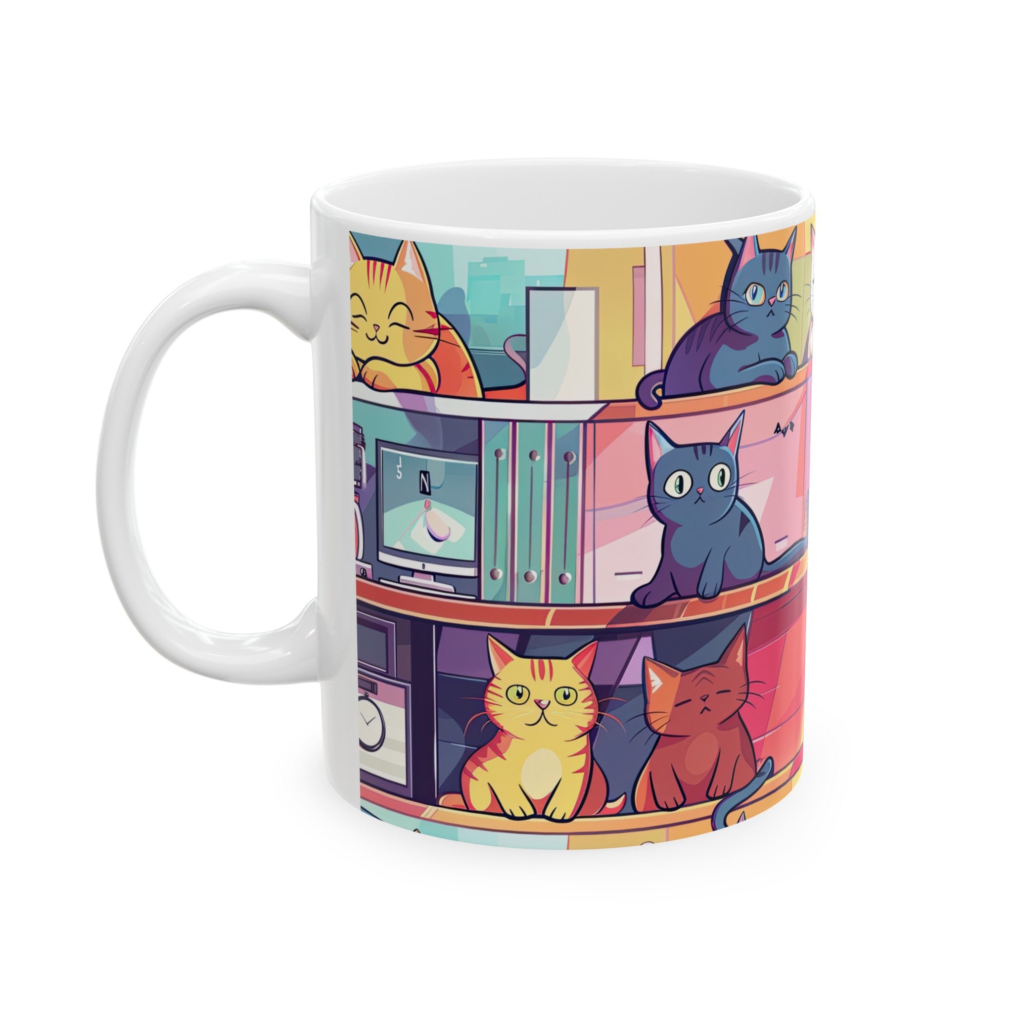 Cats in the Office Ceramic Mug, (11oz, 15oz)