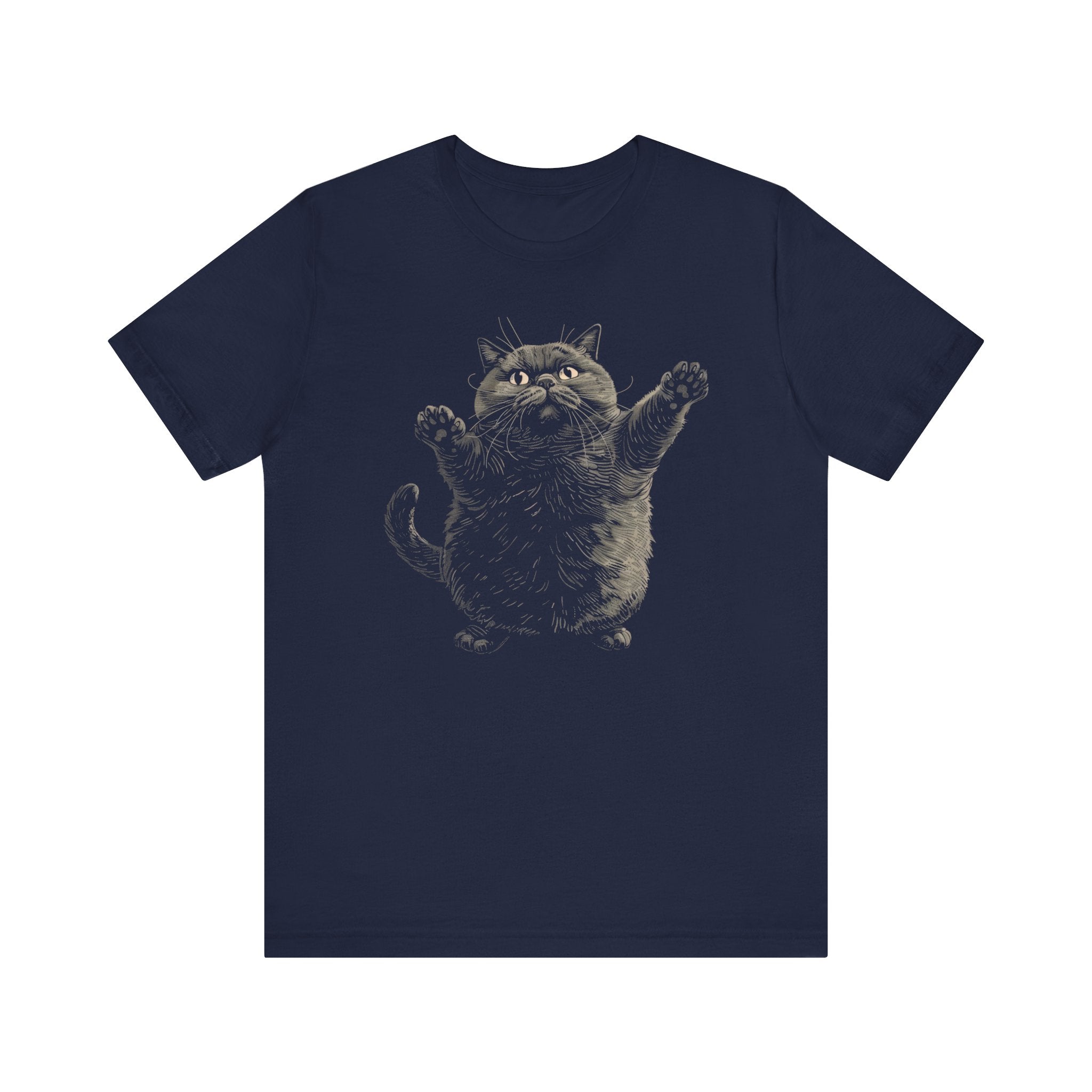 Chubby Cat Reaching for Hug T-Shirt Funny and Adorable Design