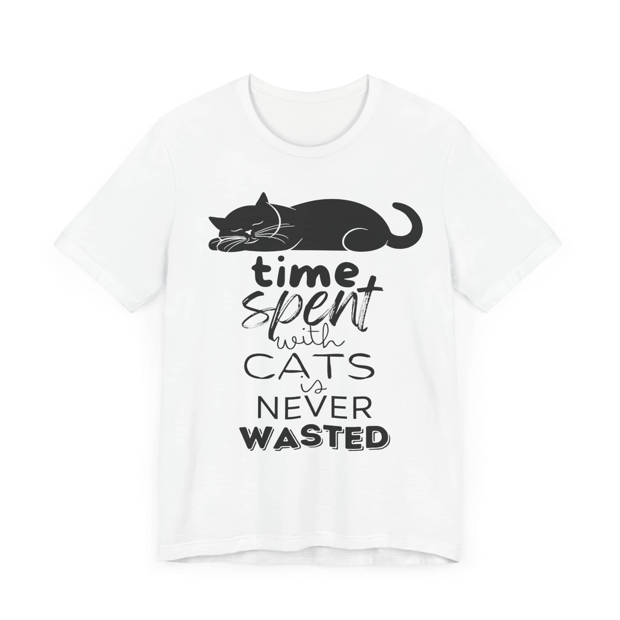 Purrfect Moments Tee - 'Time Spent with Cats is Never Wasted' T-Shirt Unisex Jersey Short Sleeve Tee