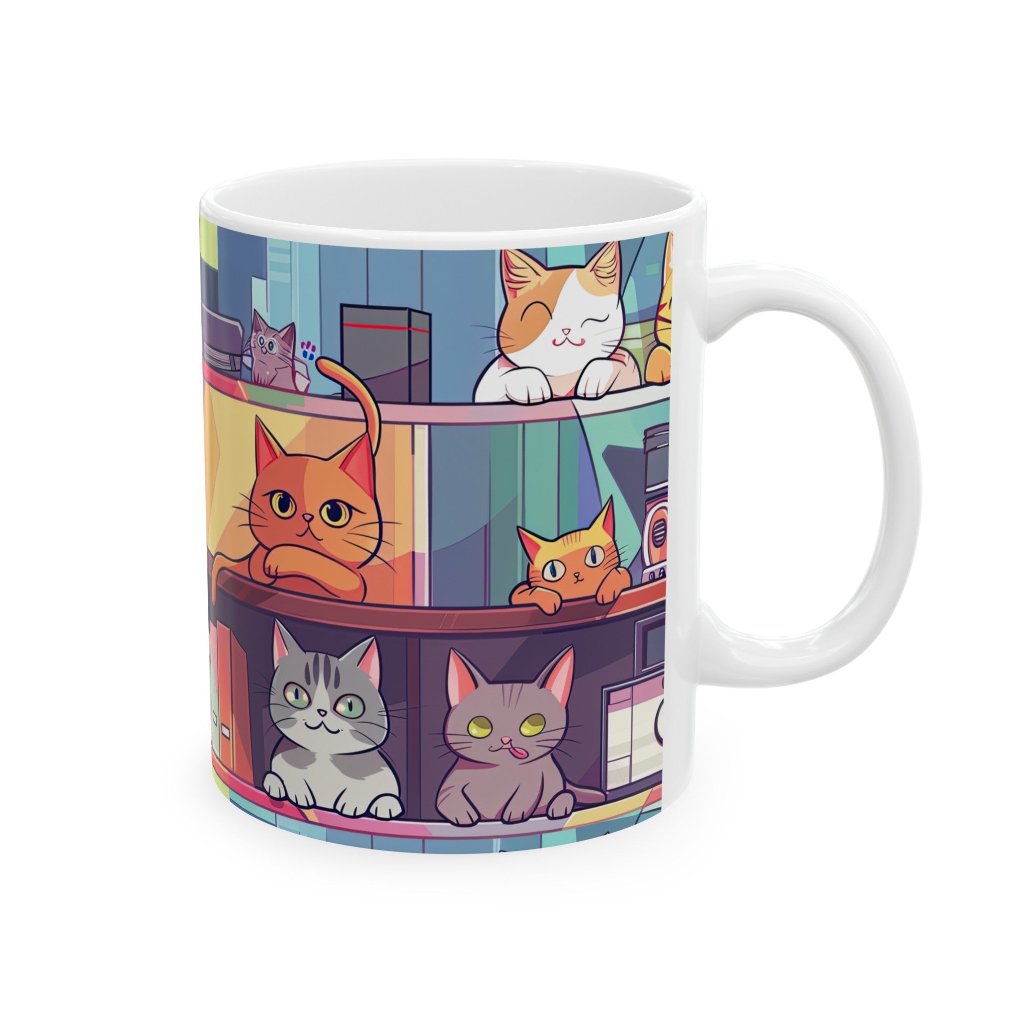 Cats in the Office Ceramic Mug, (11oz, 15oz)