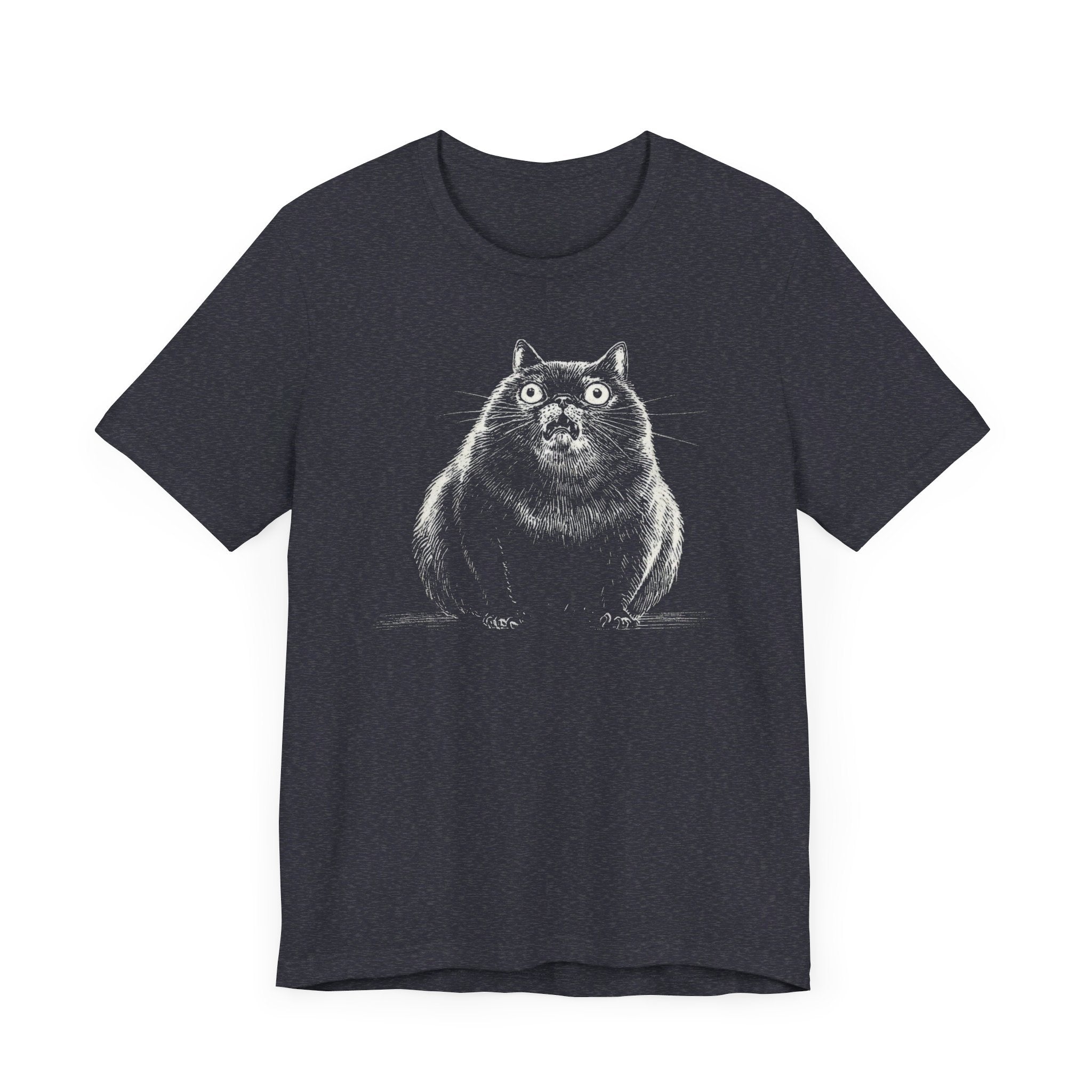 Surprised Chubby Cat T-Shirt Funny and Quirky Design