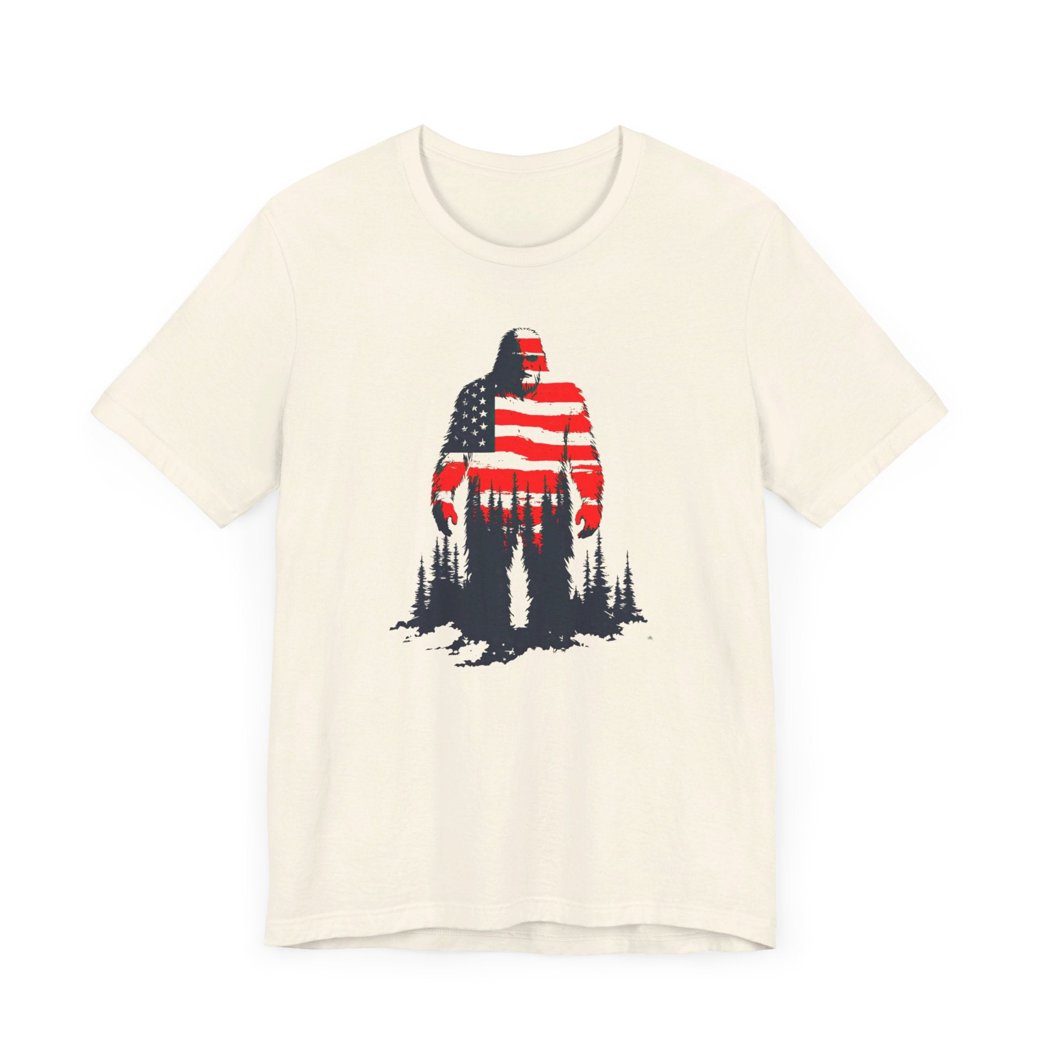 Patriotic Bigfoot T-Shirt American Flag Design