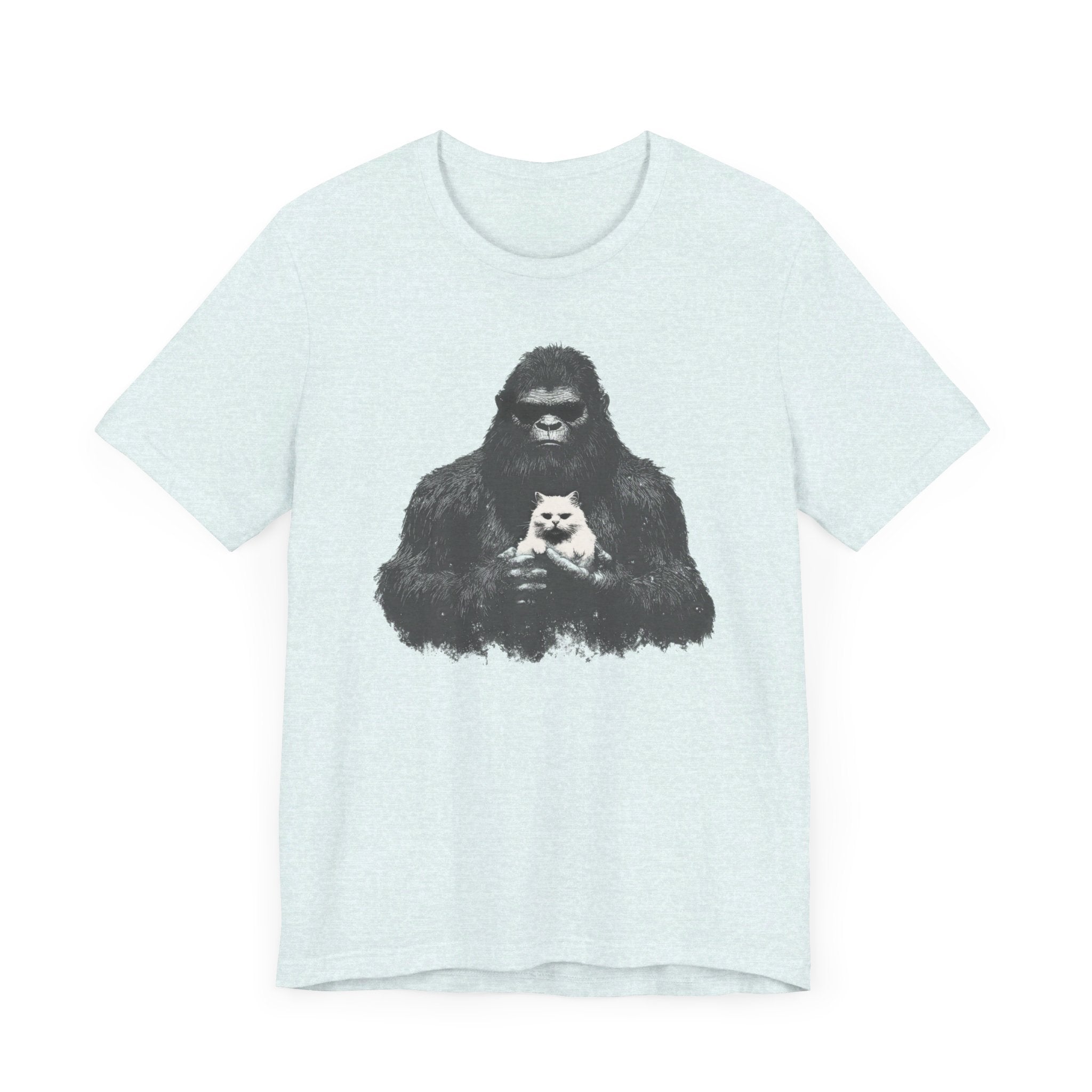 Bigfoot with Cat T-Shirt Funny Parody Design