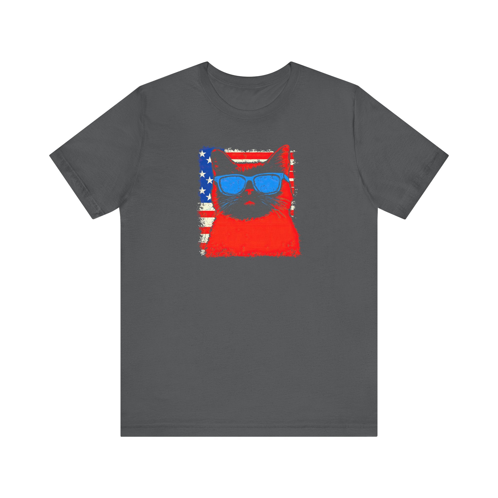 Patriotic Cat Graphic Tee – American Flag Cool Cat Shirt