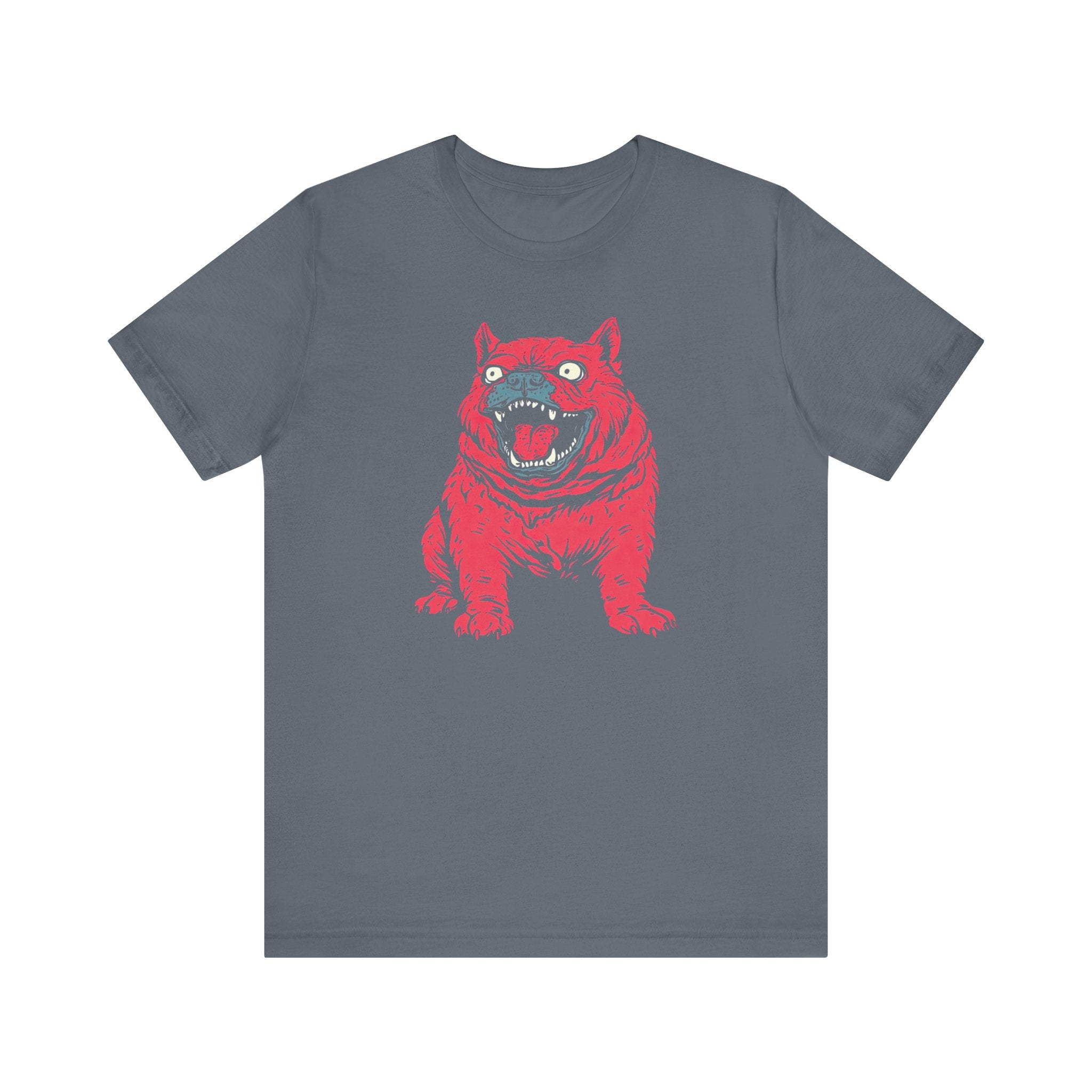 Red Monster Bulldog T-Shirt - Bold and Quirky Design