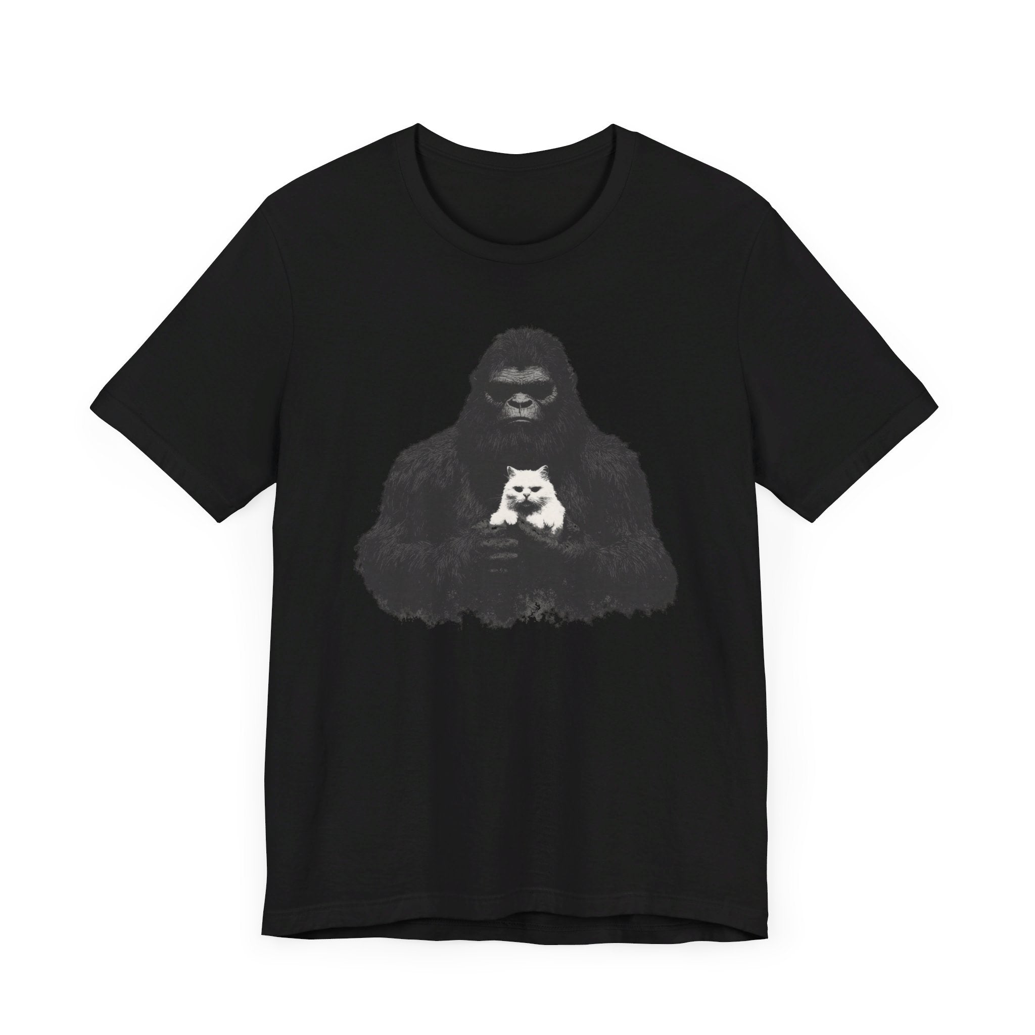 Bigfoot with Cat T-Shirt Funny Parody Design