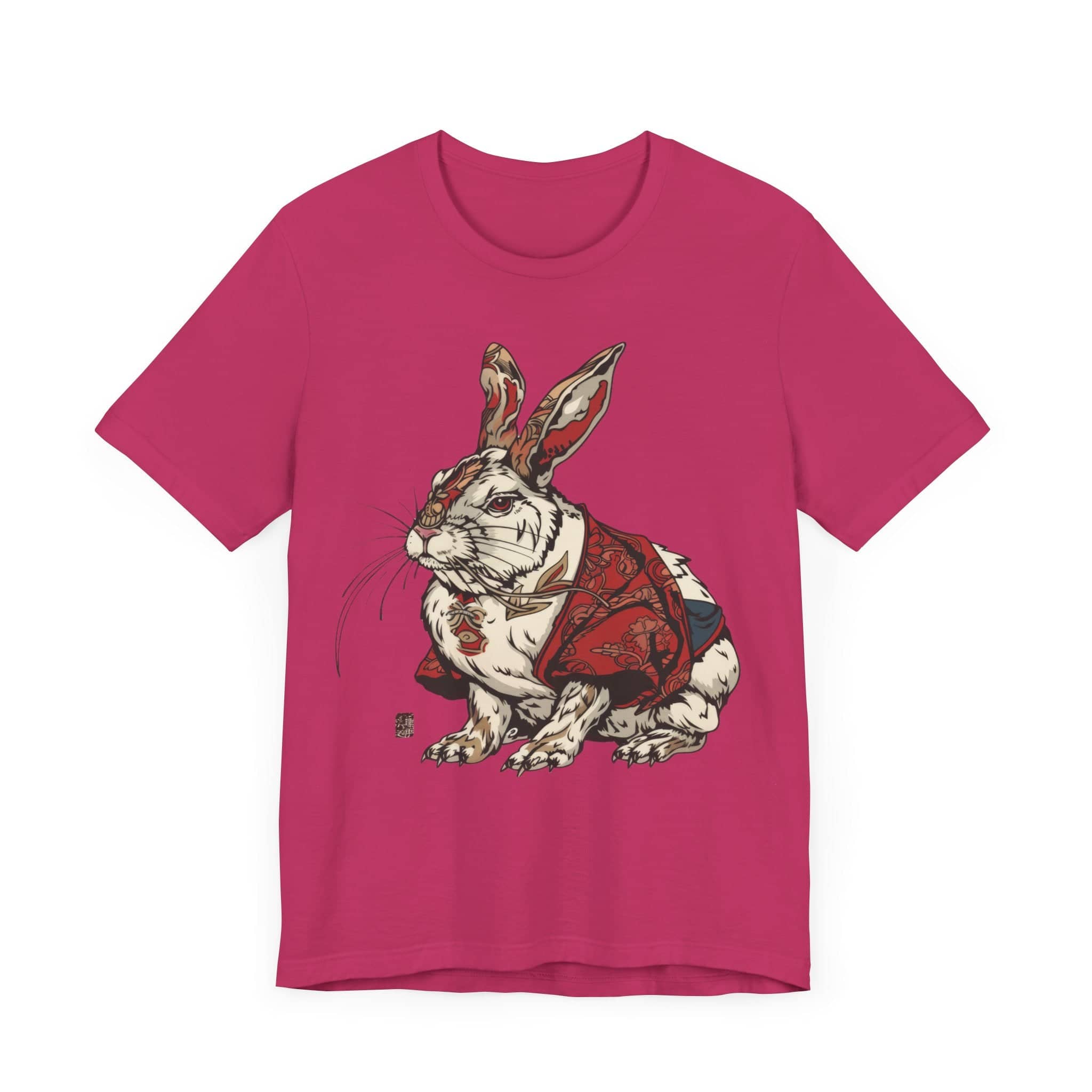 Intricate Samurai Rabbit T-Shirt, Japanese Warrior Bunny Design, Artistic Animal Graphic Tee, Traditional Japan Inspired Rabbit Art Tee