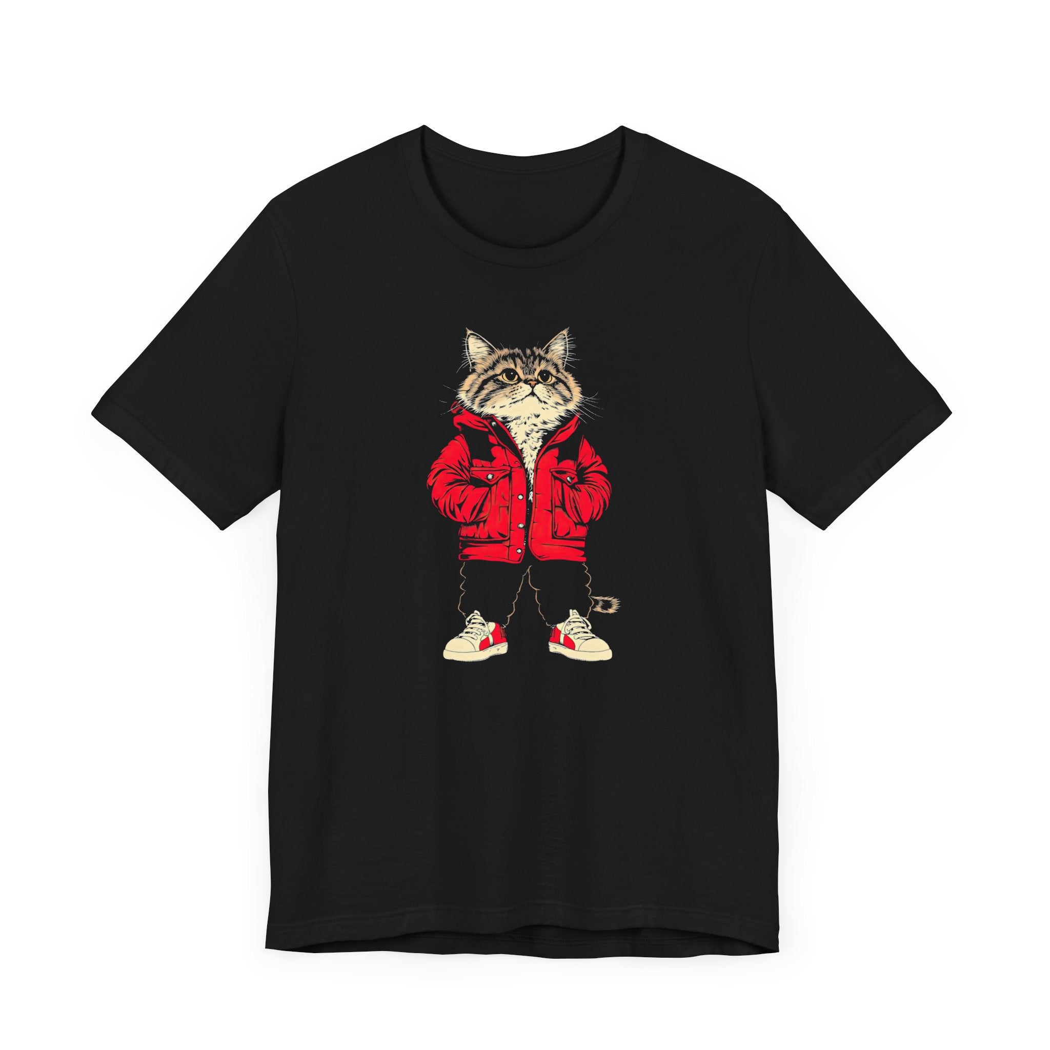 Cool Cat in Red Jacket Graphic Tee