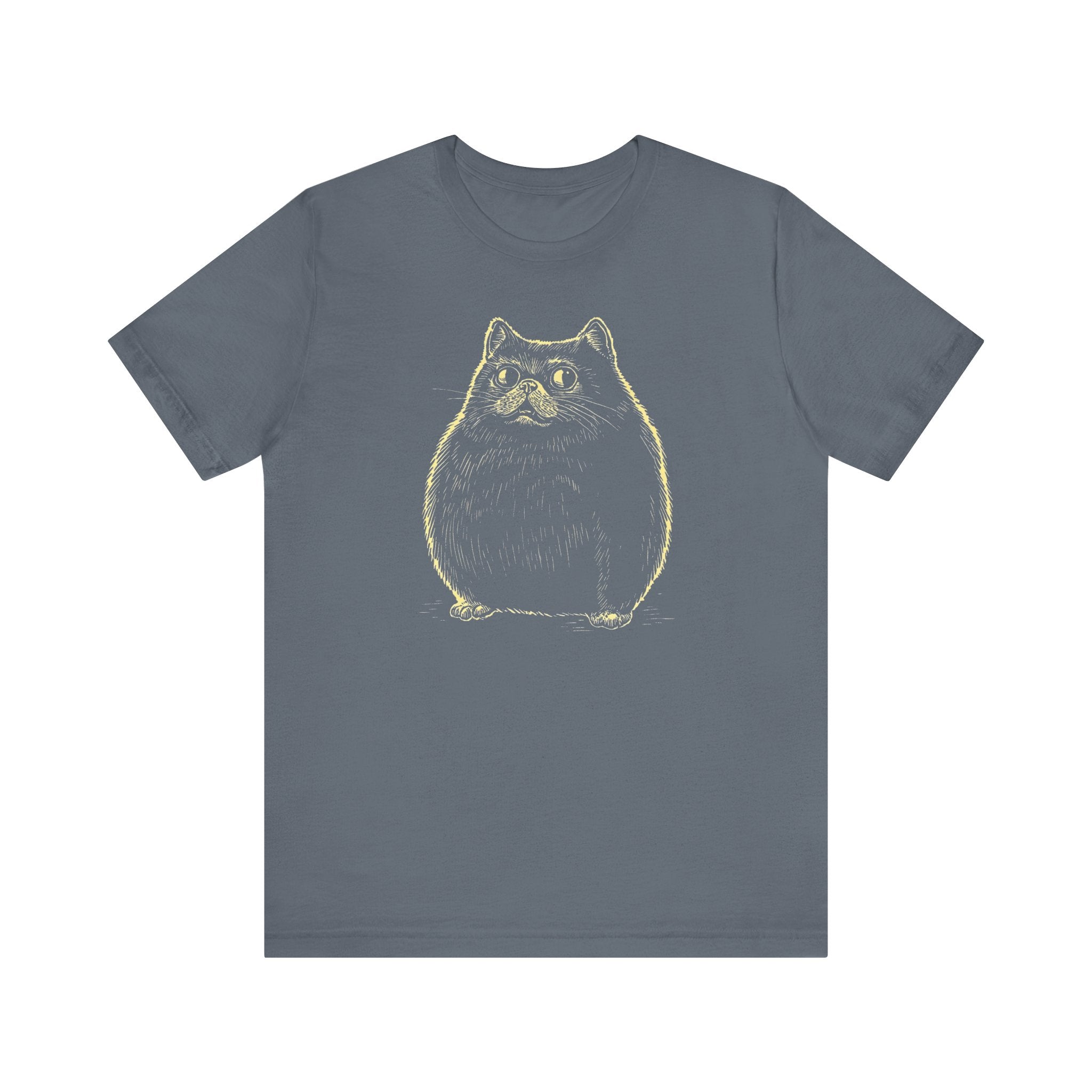 Chubby Black Cat Illustration T-Shirt